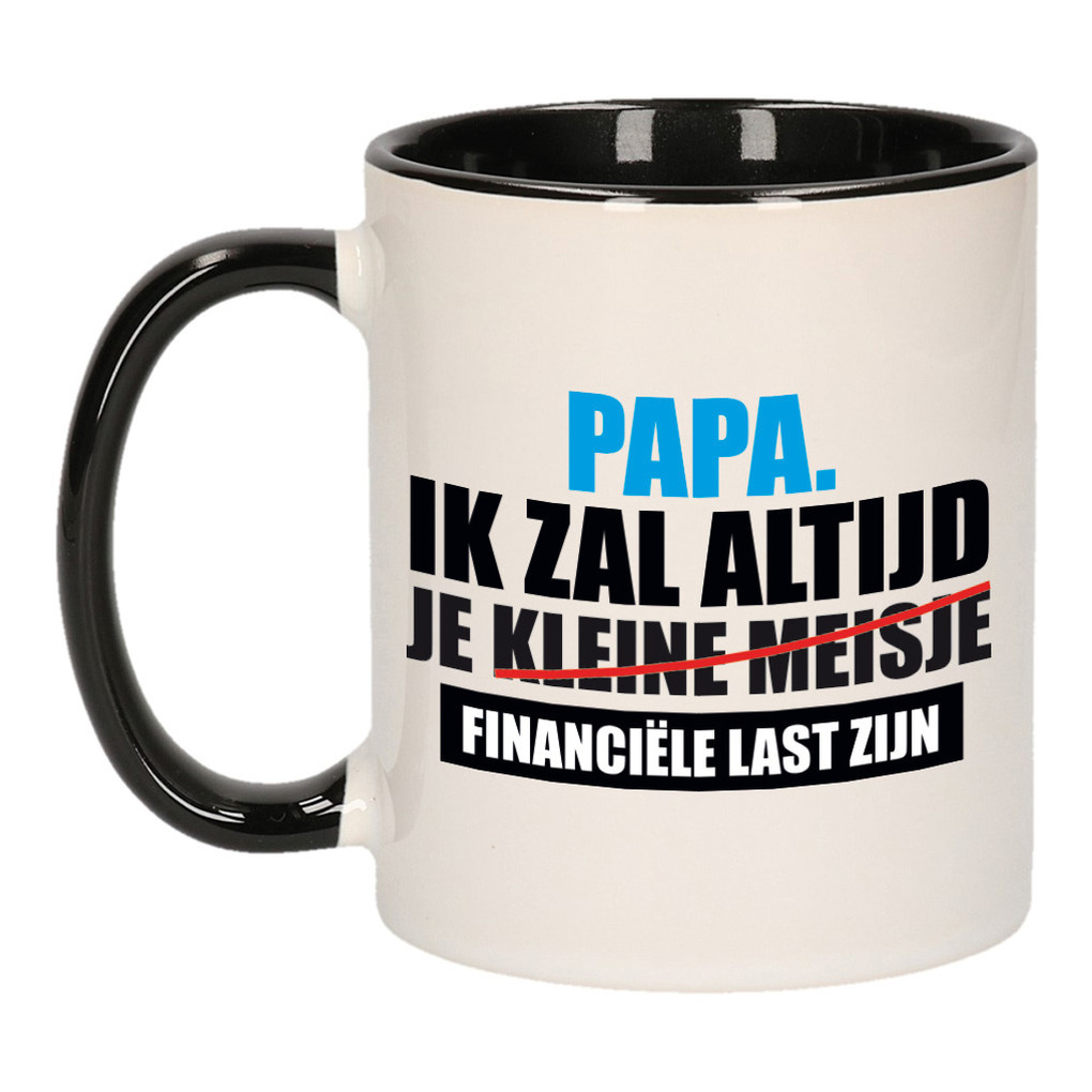 Papa financiele last mok / beker zwart wit 300 ml - Cadeau mokken - Vaderdag -