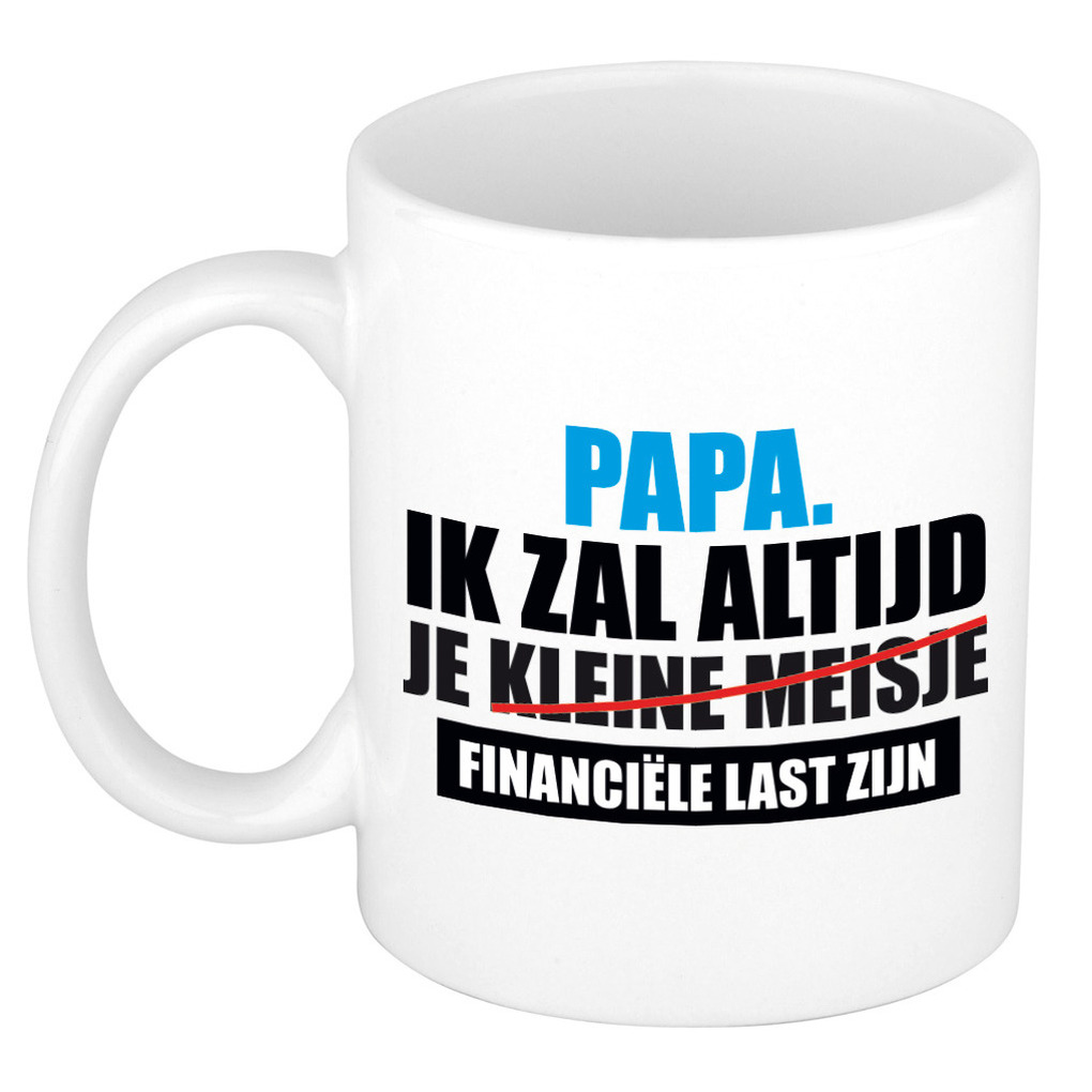 Papa financiele last mok / beker wit 300 ml - Cadeau mokken - Vaderdag -
