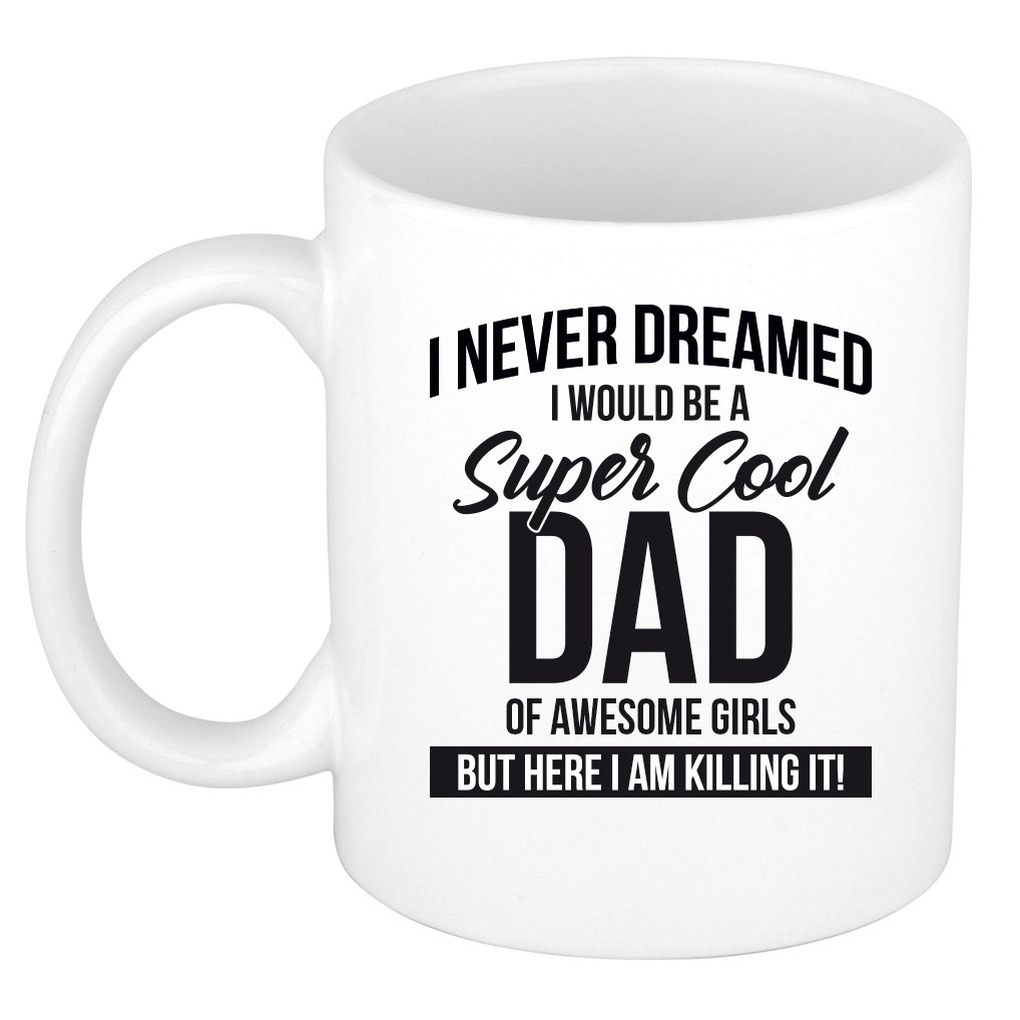 Cool dad of awesome girls mok / beker wit 300 ml - Cadeau mokken - Papa/ Vaderdag -