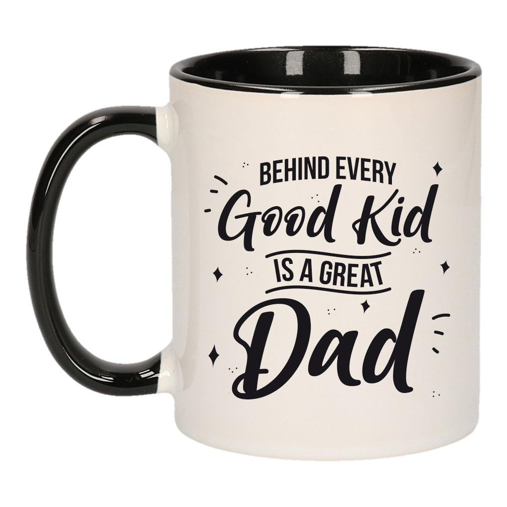 Good kid Great dad mok / beker zwart wit 300 ml - Cadeau mokken - Papa/ Vaderdag -