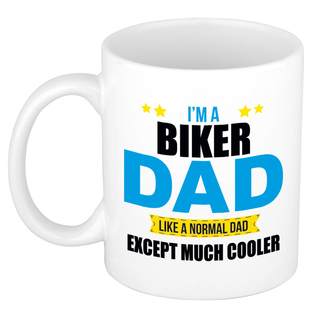 Biker dad mok / beker wit 300 ml - Cadeau mokken - Papa/ Vaderdag -