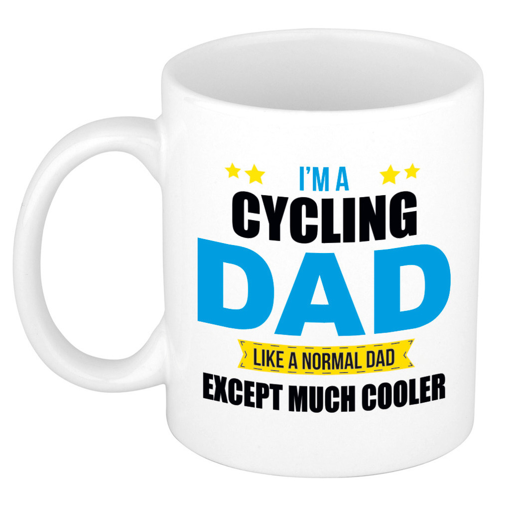 Cycling dad mok / beker wit 300 ml - Cadeau mokken - Papa/ Vaderdag -