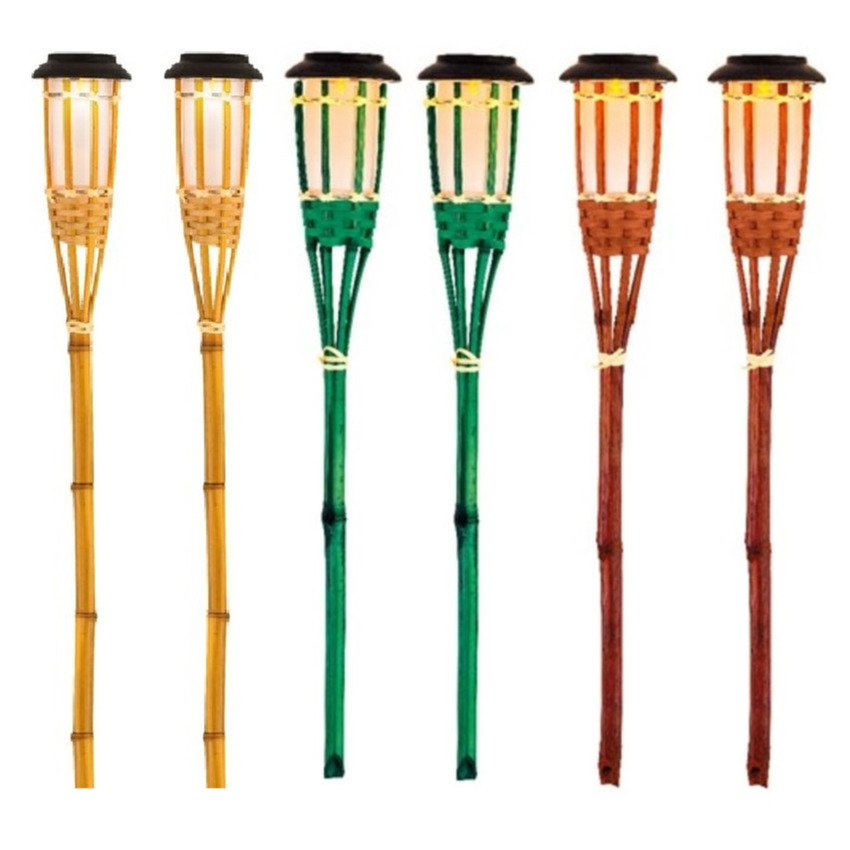 Tuinfakkels met solar verlichting - set 6x - 54 cm - vlam-effect -