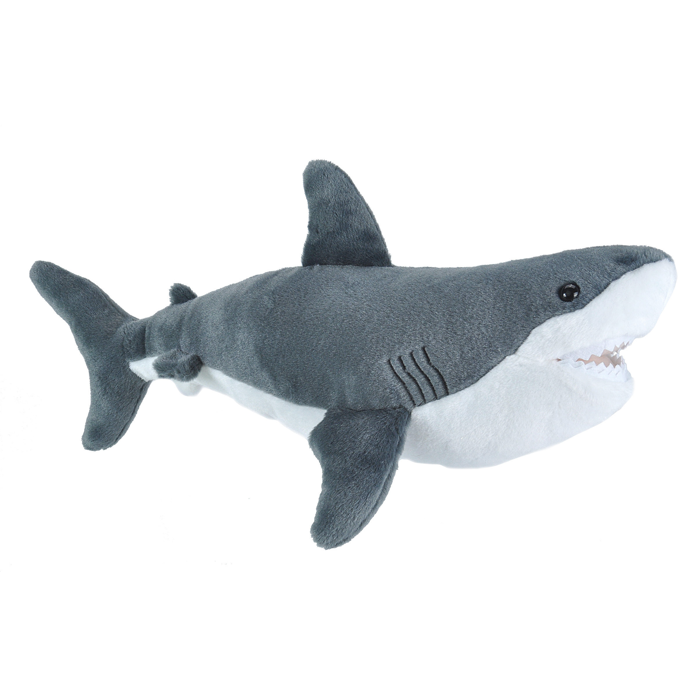 Wild Republic Pluche knuffel witte haai - haaien/vissen - 30 cm -
