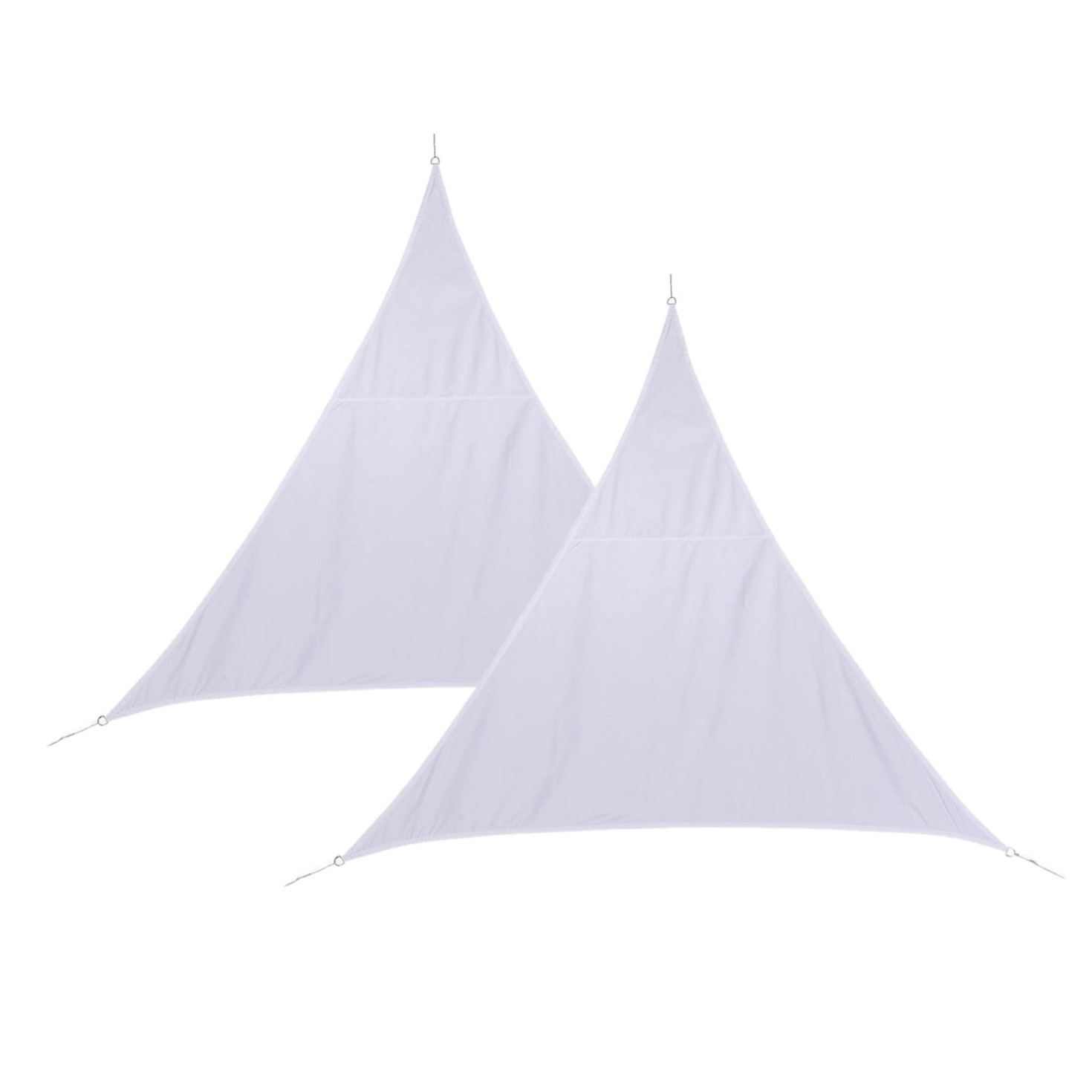 Set van 2x stuks polyester schaduwdoek/zonnescherm Curacao driehoek wit 2 x 2 x 2 meter -
