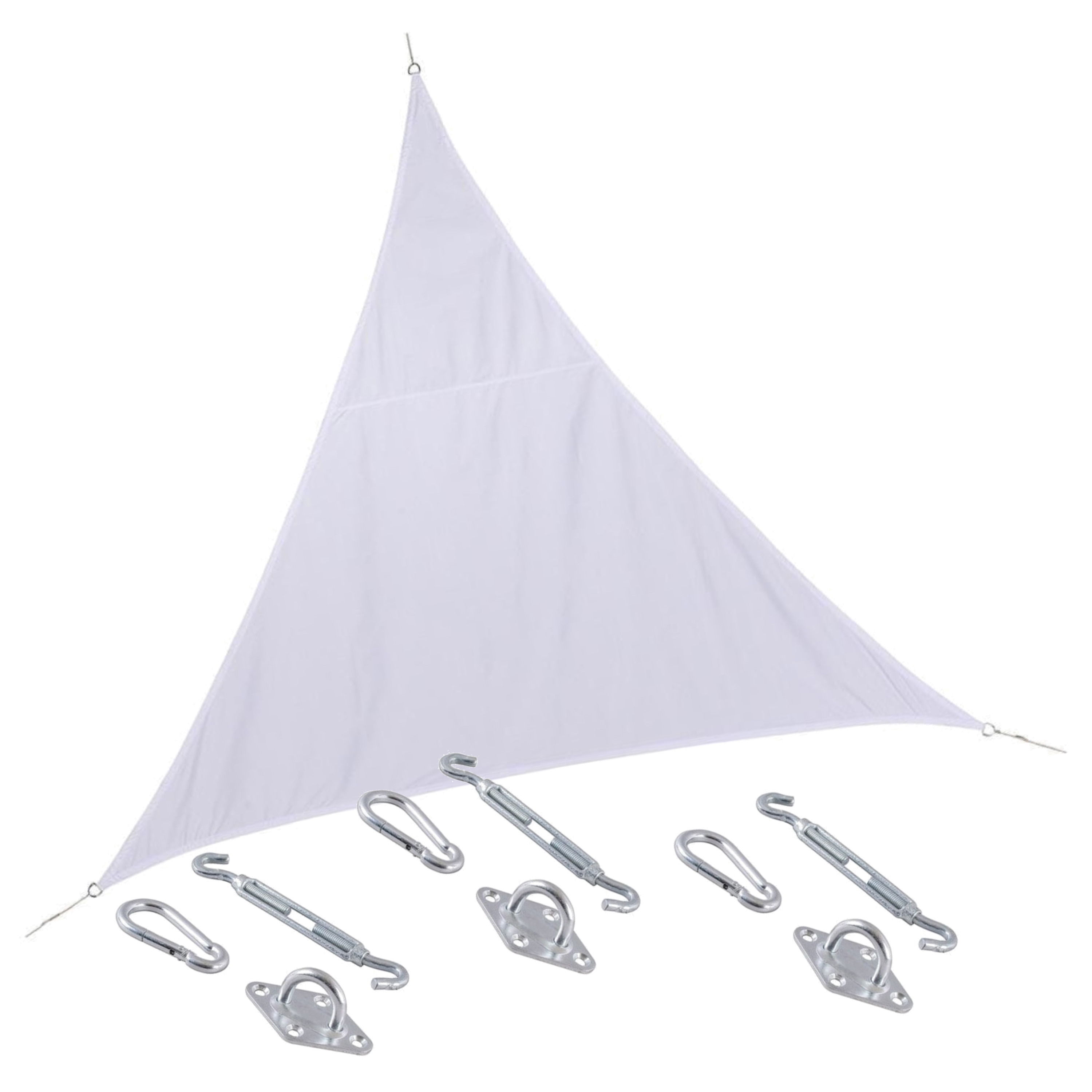 Schaduwdoek/zonnescherm Curacao driehoek wit 2 x 2 x 2 meter met ophanghaken -