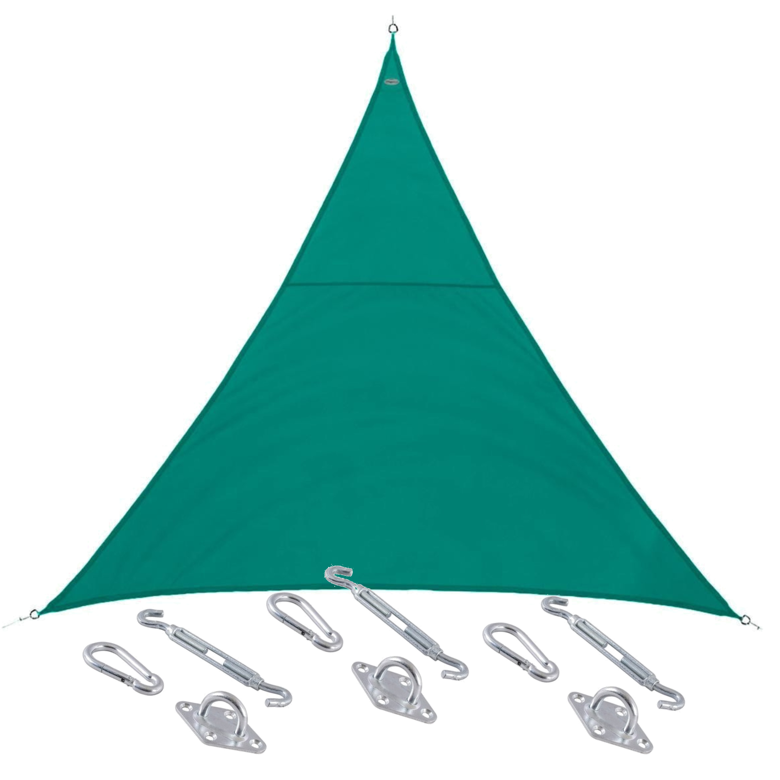 Schaduwdoek/zonnescherm Curacao driehoek mint groen 3 x 3 x 3 meter met ophanghaken -