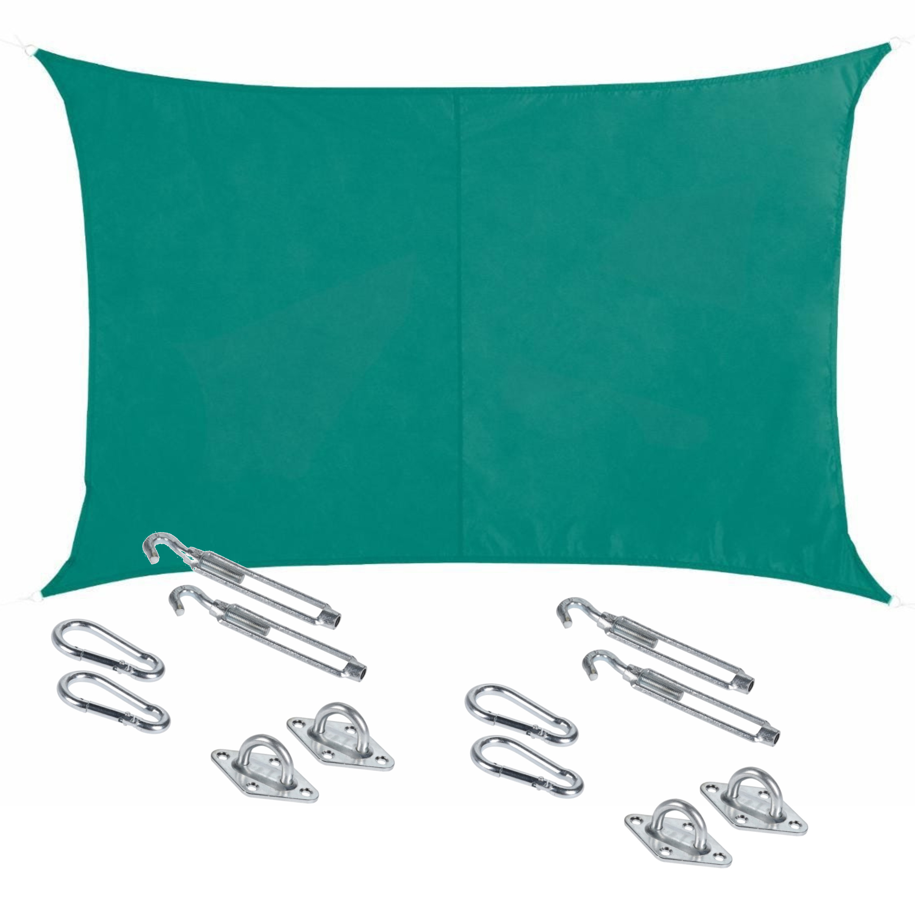 Schaduwdoek/zonnescherm Curacao rechthoekig mint groen 3 x 4 meter met ophanghaken -