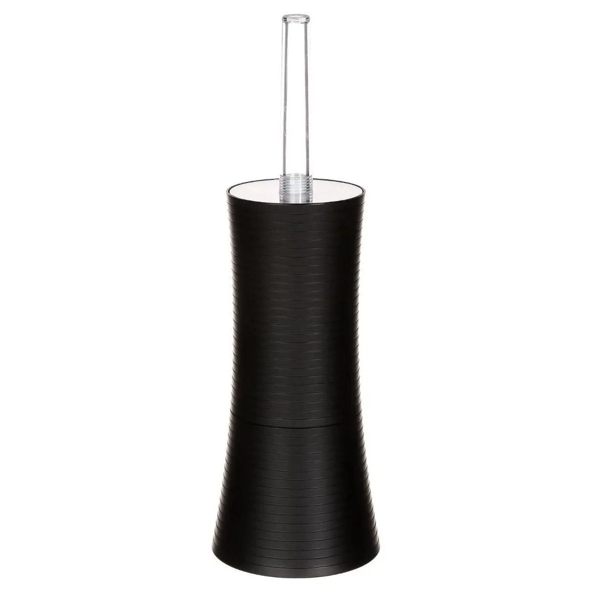5five Toiletborstel met houder - rond - zwart kunststof - 38 cm -