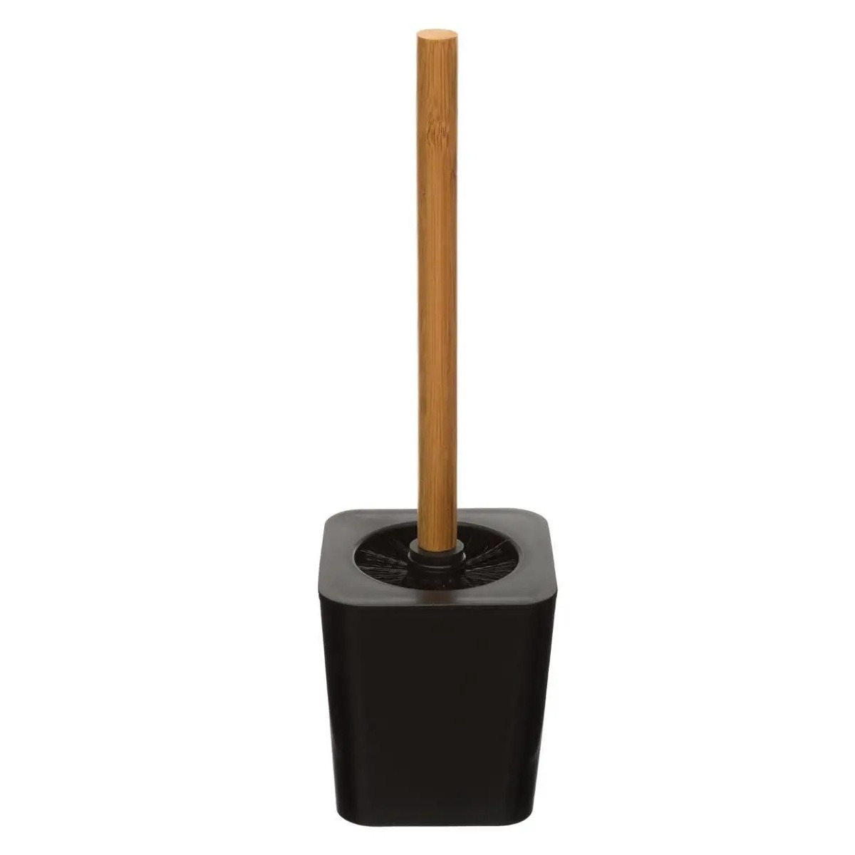 5five Toiletborstel met houder - zwart - kunststof en bamboe - 38 cm - wc borstel -