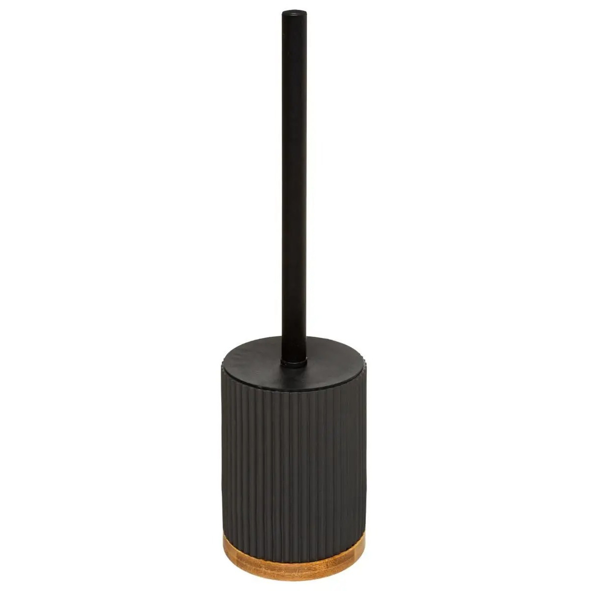 WC-/toiletborstel met houder rond zwart polyresin/steen 40 cm -