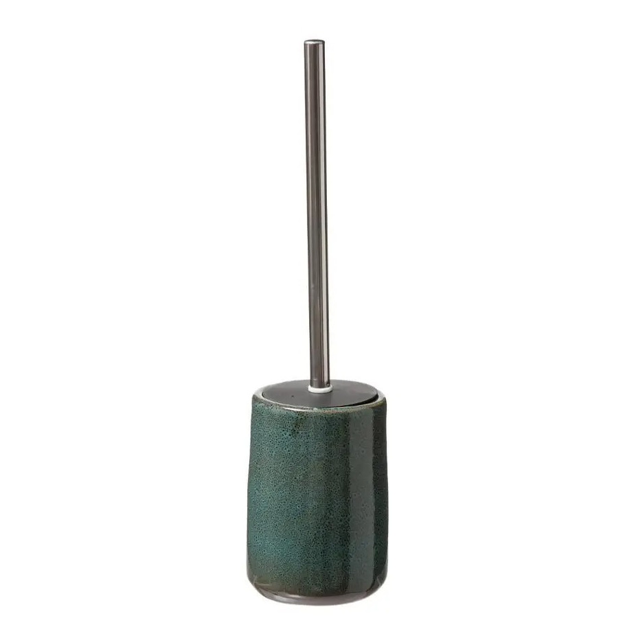 Five Toiletborstel met houder - rond - Petrol blauw keramiek - 41 cm -