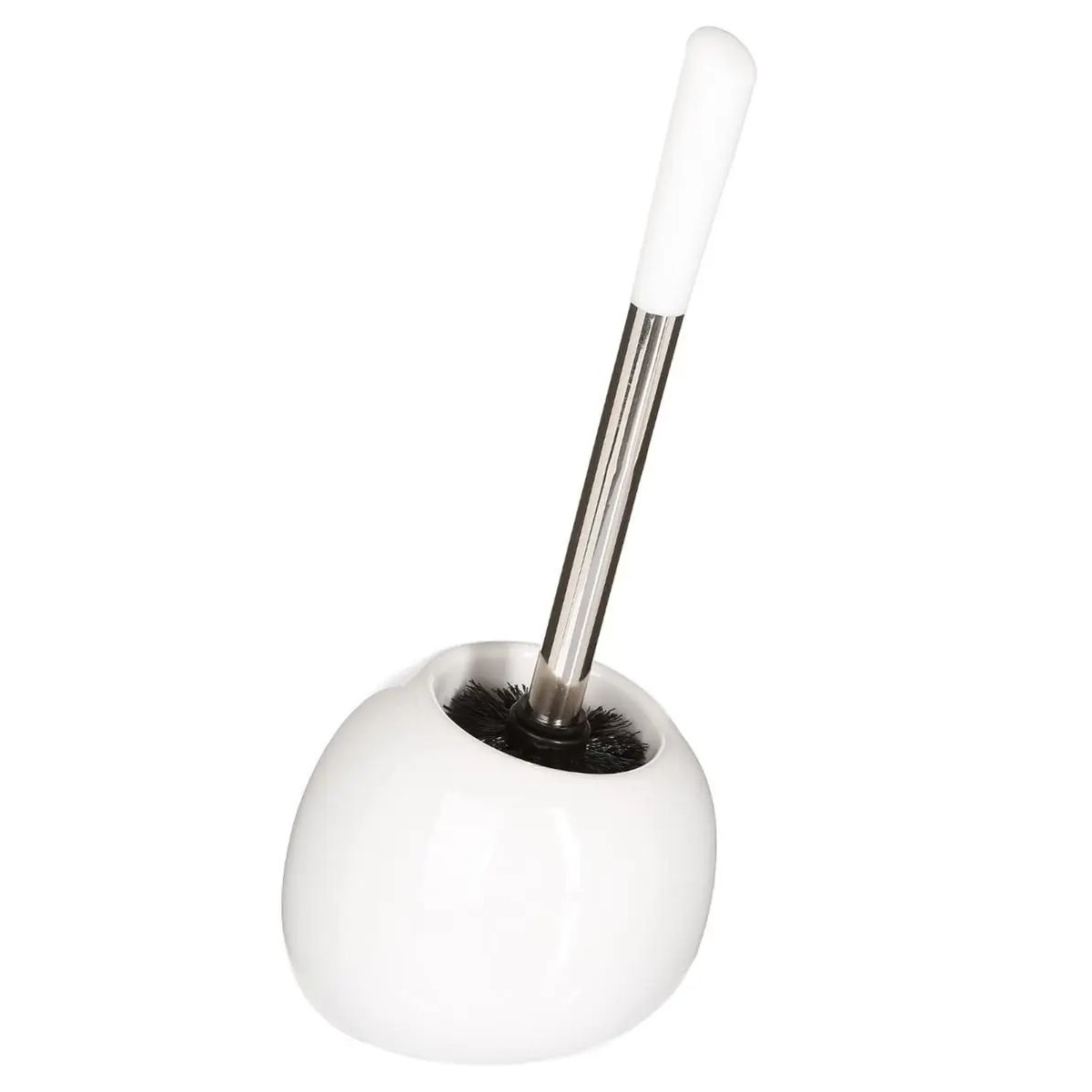 WC-/toiletborstel met houder rond wit glans keramiek 36 cm -