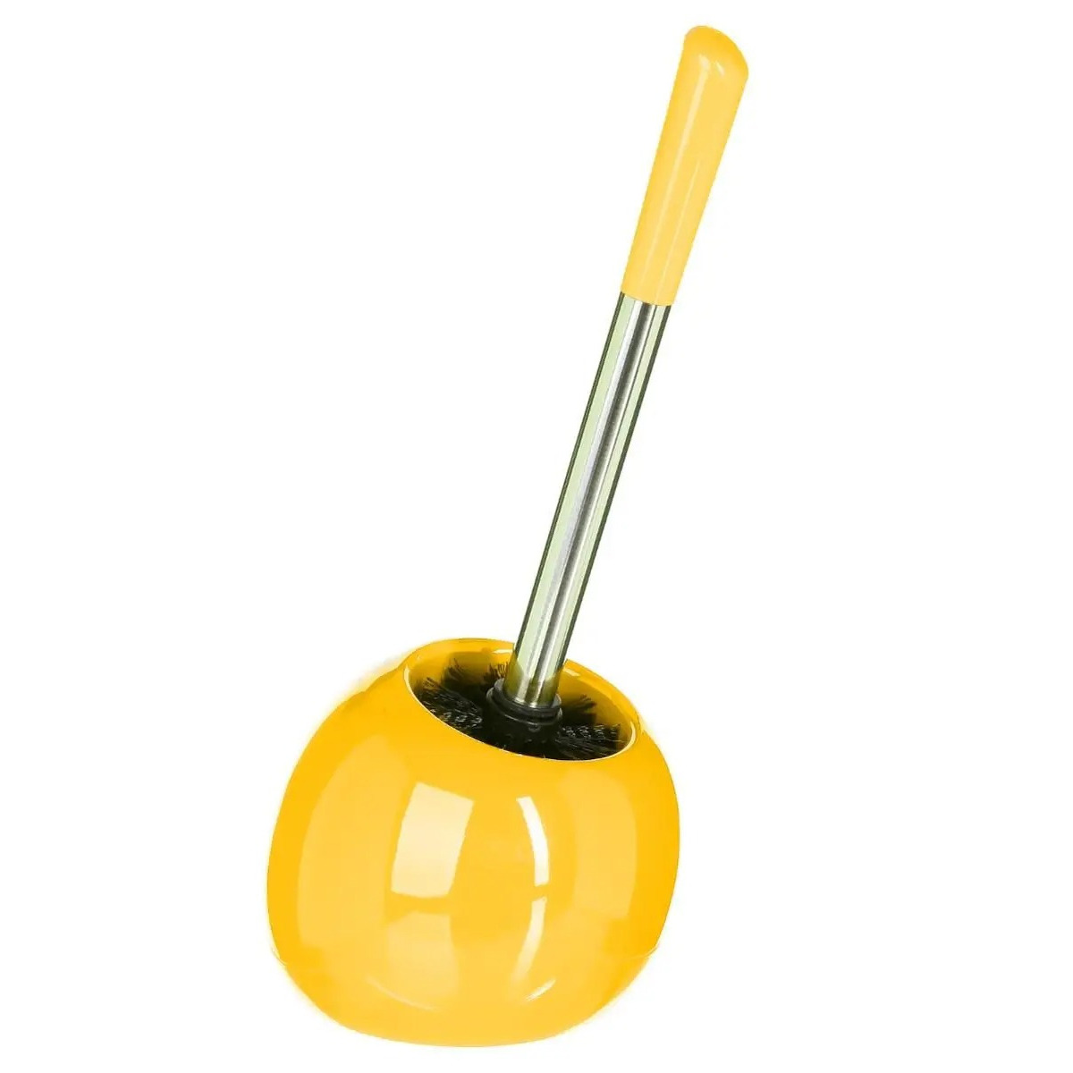 WC-/toiletborstel met houder rond geel glans keramiek 36 cm -