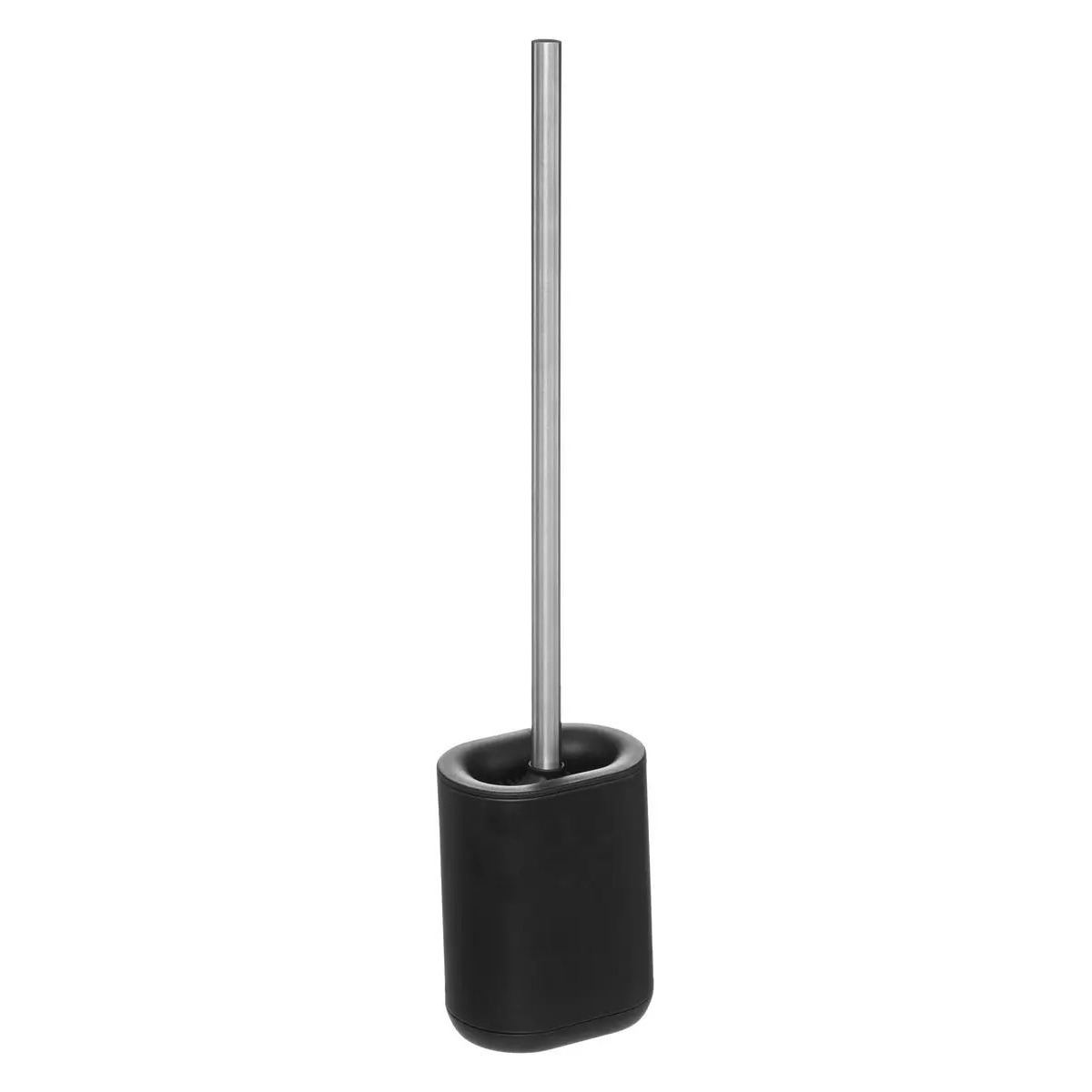 WC-/toiletborstel met houder plat zwart polypropyleen 53 cm -