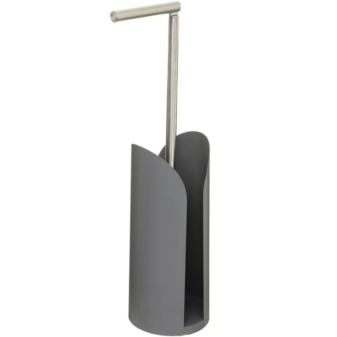 Staande wc/toiletrolhouder grijs met reservoir en flexibele stang 59 cm van metaal -