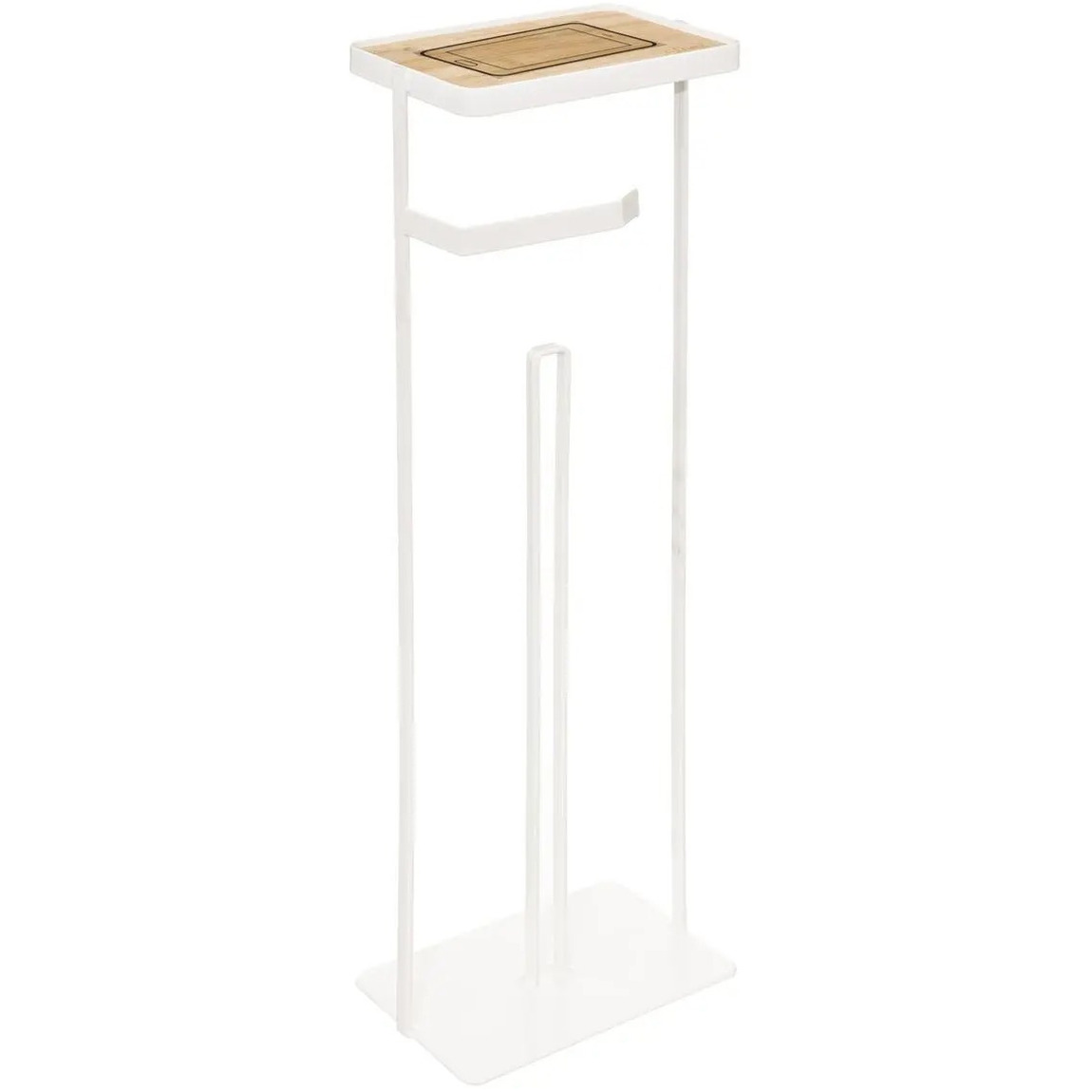 Staande wc/toiletrolhouder wit met reservoir en telefoon houder/plankje 59 cm van metaal -