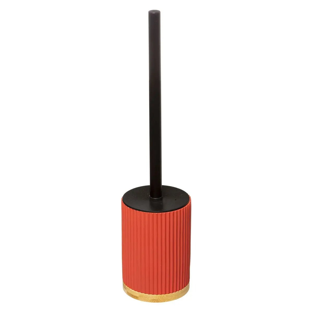 WC-/toiletborstel met houder rond koraal oranje polyresin/steen 40 cm -