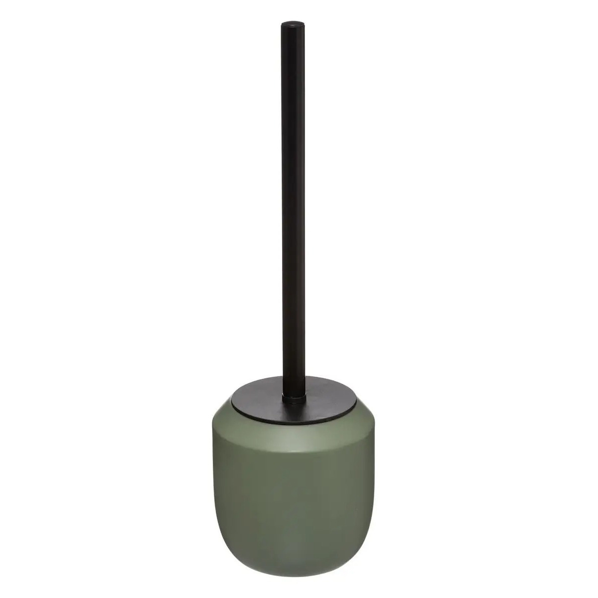 WC-/toiletborstel met houder rond kaki groen polyresin 39 cm -