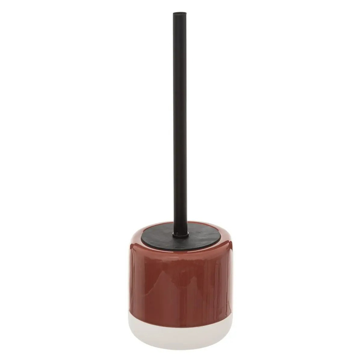 5five Toiletborstel - met houder - rond - rood bruin dolomiet - 37 cm -