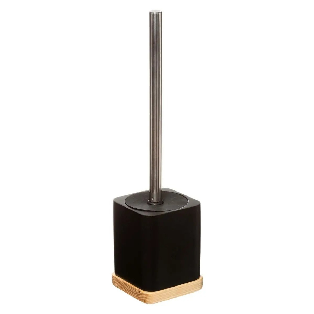 Toiletborstel/WC-borstel in houder - zwart - 36 x 9 cm - bamboe/kunststeen - badkamer -