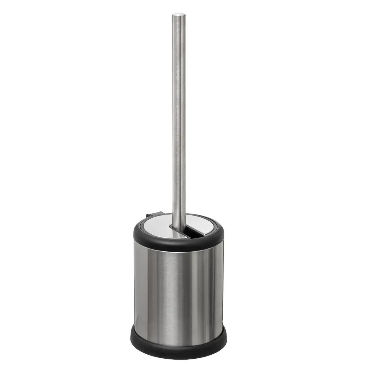 WC-/toiletborstel met houder rond RVS met klep deksel 39 cm -