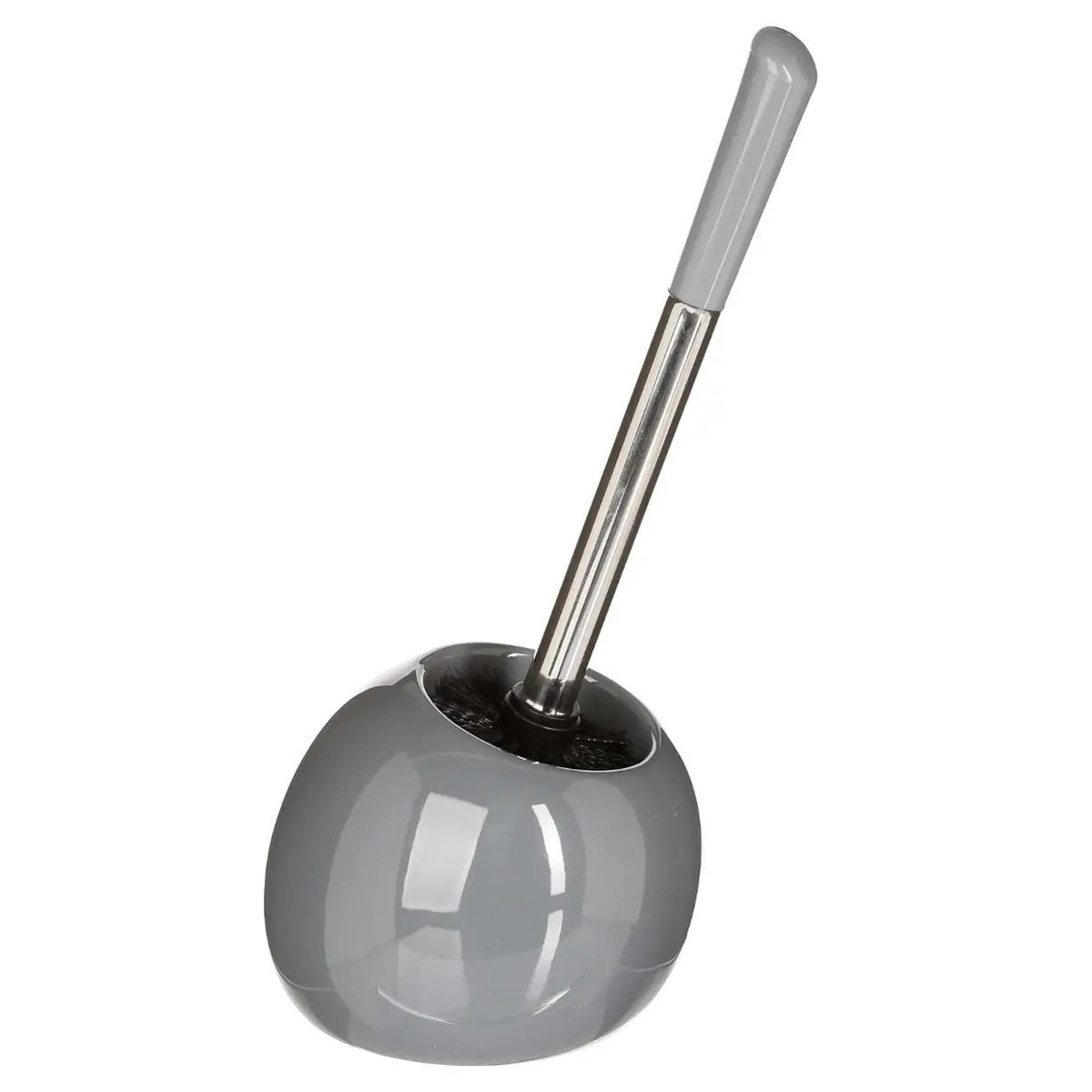 WC-/toiletborstel met houder rond grijs glans keramiek 36 cm -