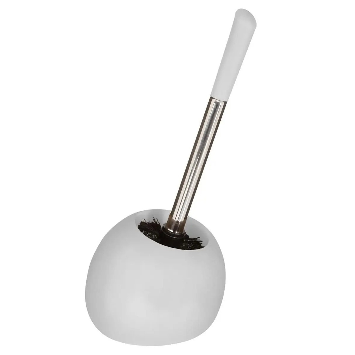 WC-/toiletborstel met houder rond wit mat keramiek 36 cm -
