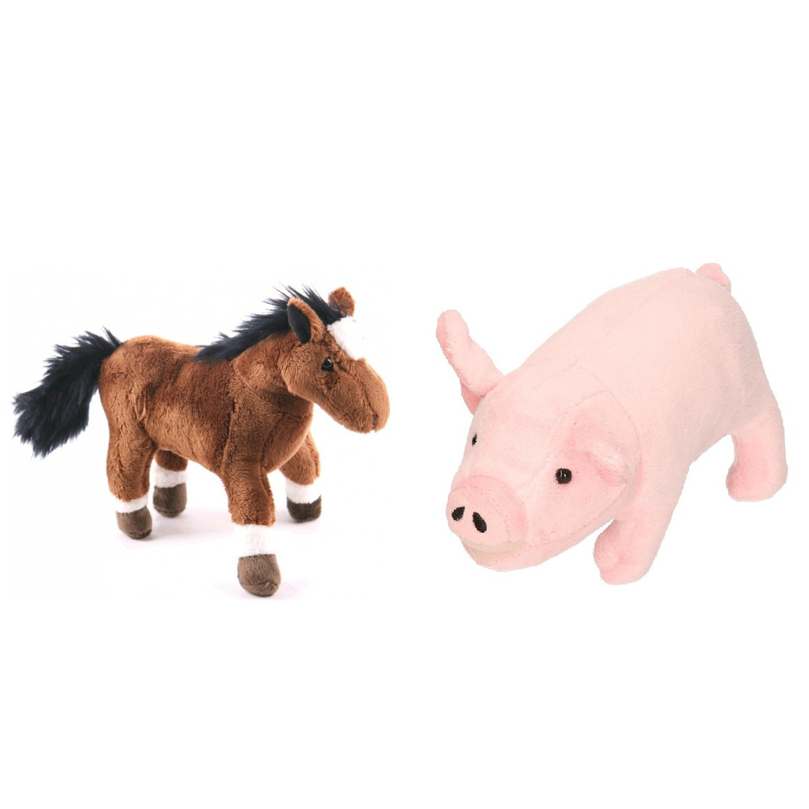 Pluche knuffel boerderijdieren set Varken en Paard van 20 cm -