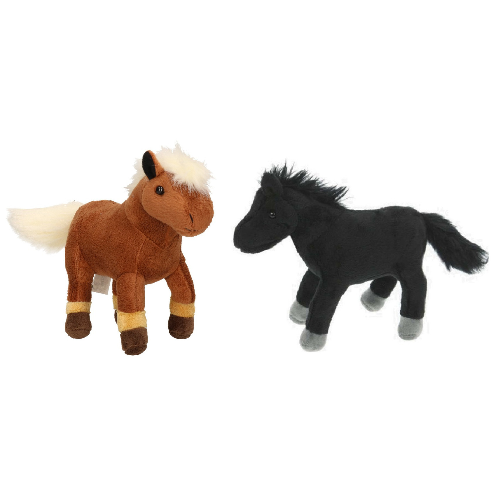 Set van 2x stuks pluche dieren paarden knuffels 25 cm -