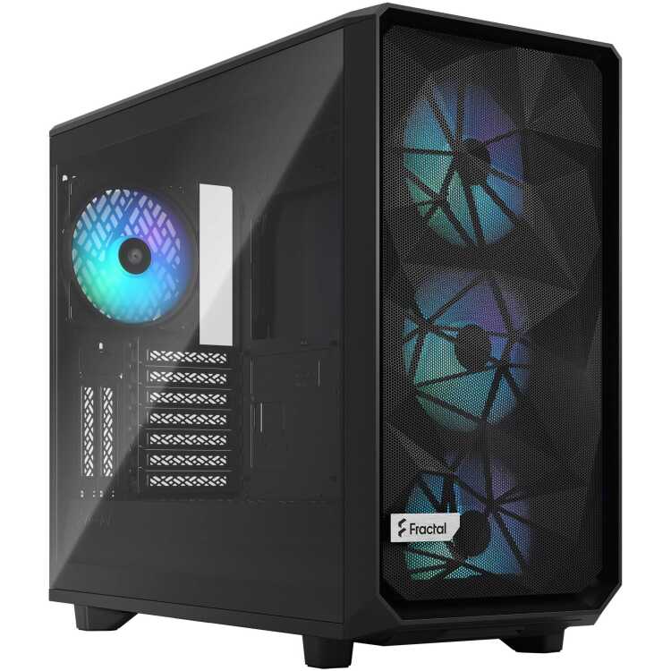 Fractal Design Meshify 2 RGB Black TG Light Tint tower behuizing 2x USB-A 3.2 (5 Gbit/s), 1x USB-A 3.2 (10 Gbit/s), 1x Audio, Window-kit
