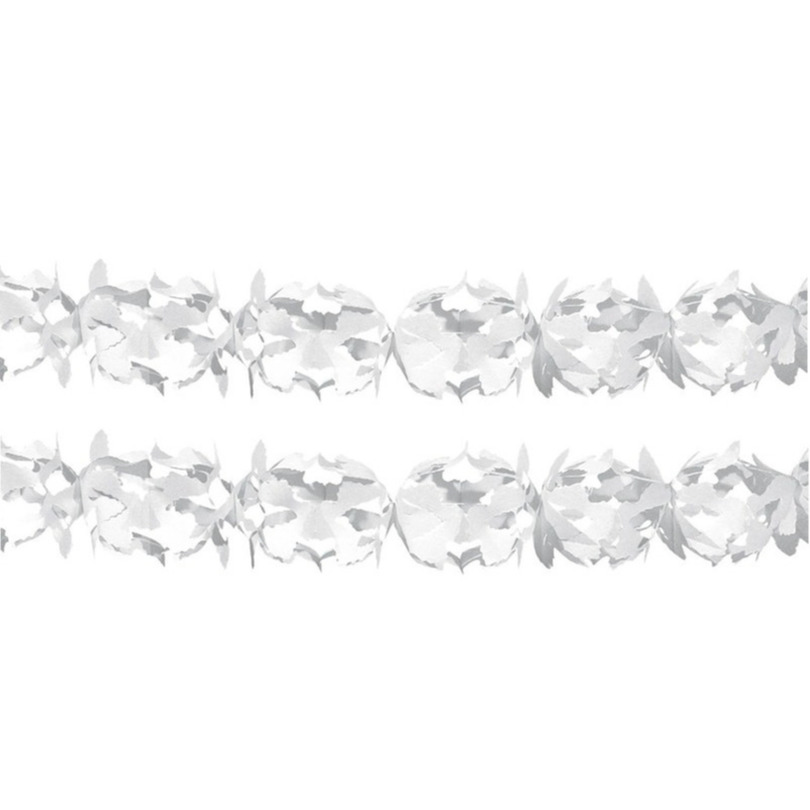Feest slinger/guirlande - Set van 4x stuks - wit - papier - 6 meter - verjaardag -