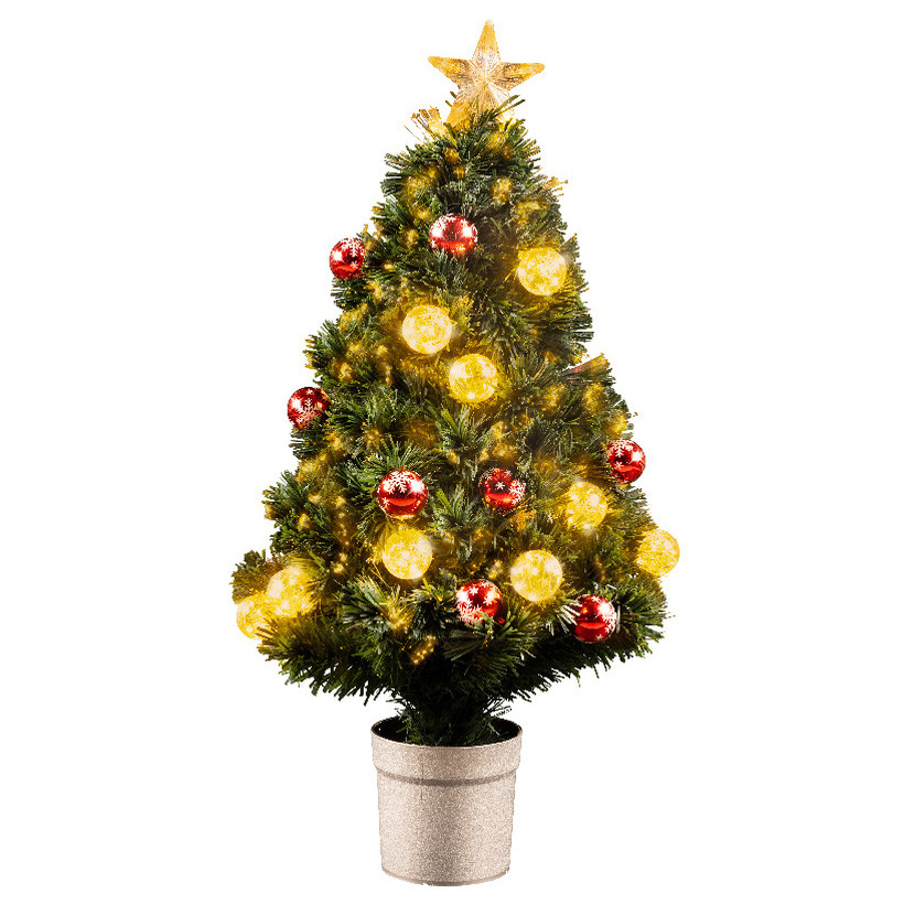 Kerstboom/kunst kerstboom met warm witte verlichting 90 cm -
