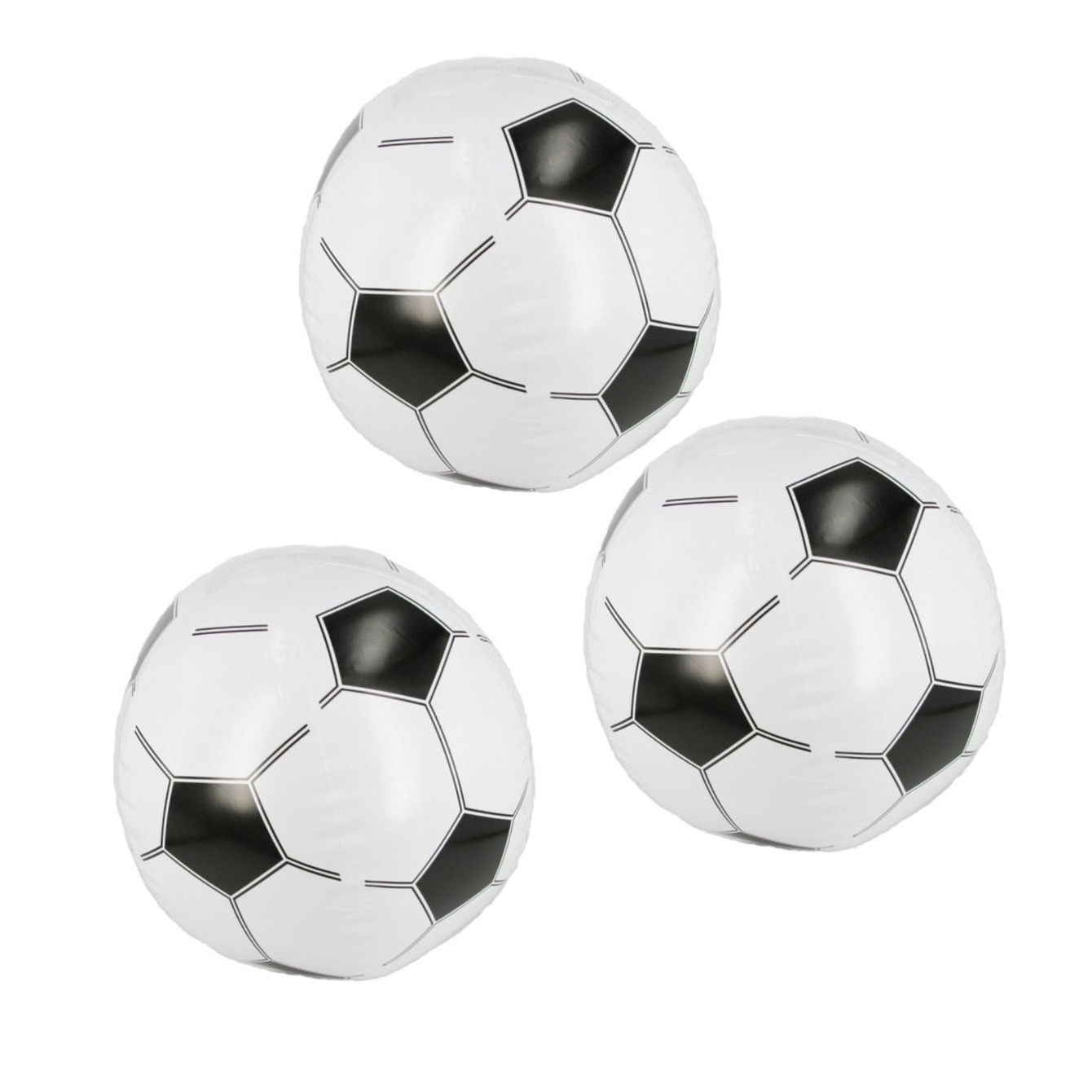 Opblaasbare voetbal strandbal - Set van 6x stuks - 30 cm - kunststof - speelgoed -