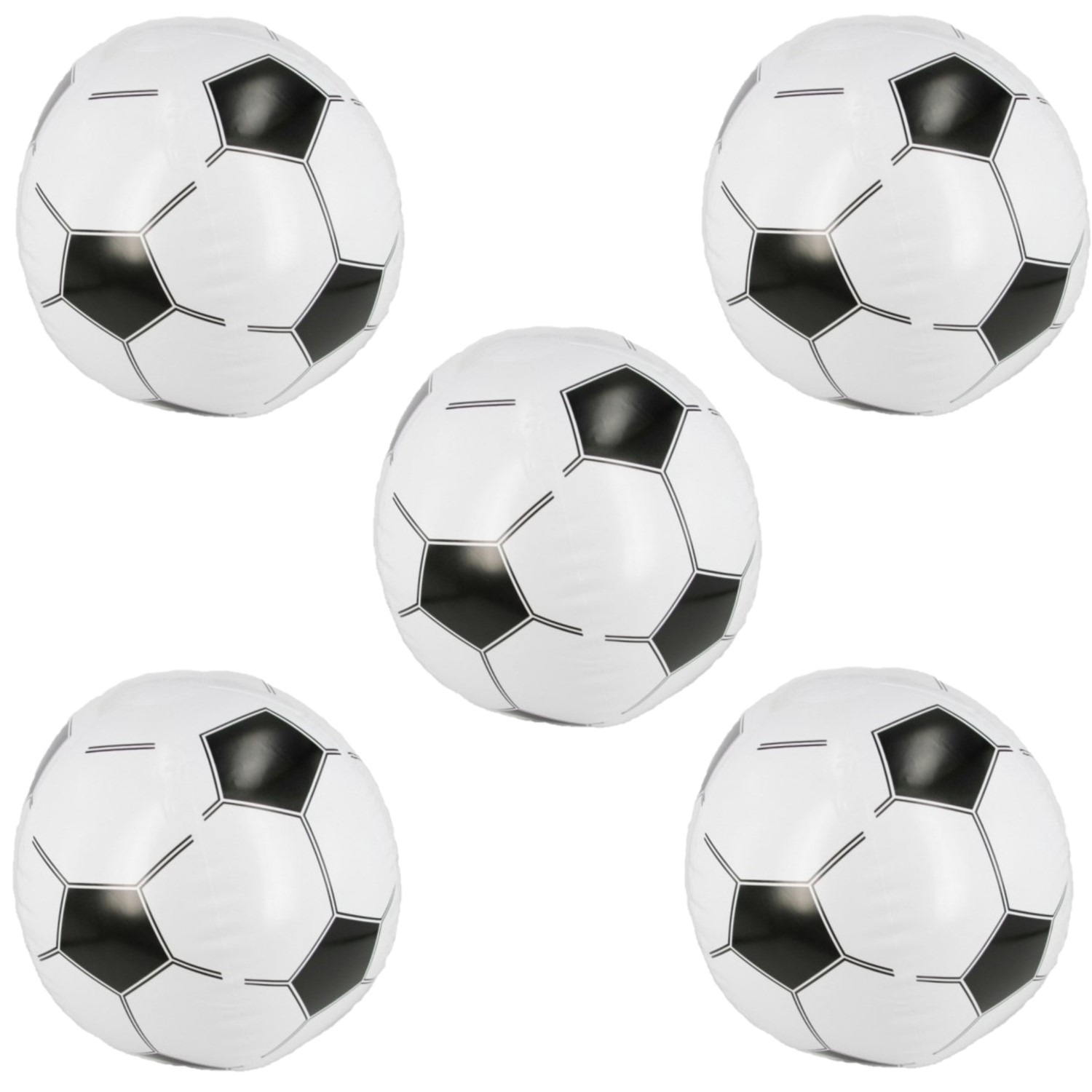 Opblaasbare voetbal strandbal - Set van 12x stuks - 30 cm - kunststof - speelgoed -