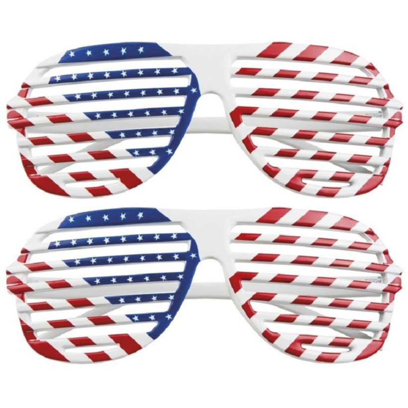 2x stuks amerika USA thema lamellen verkleed thema bril -
