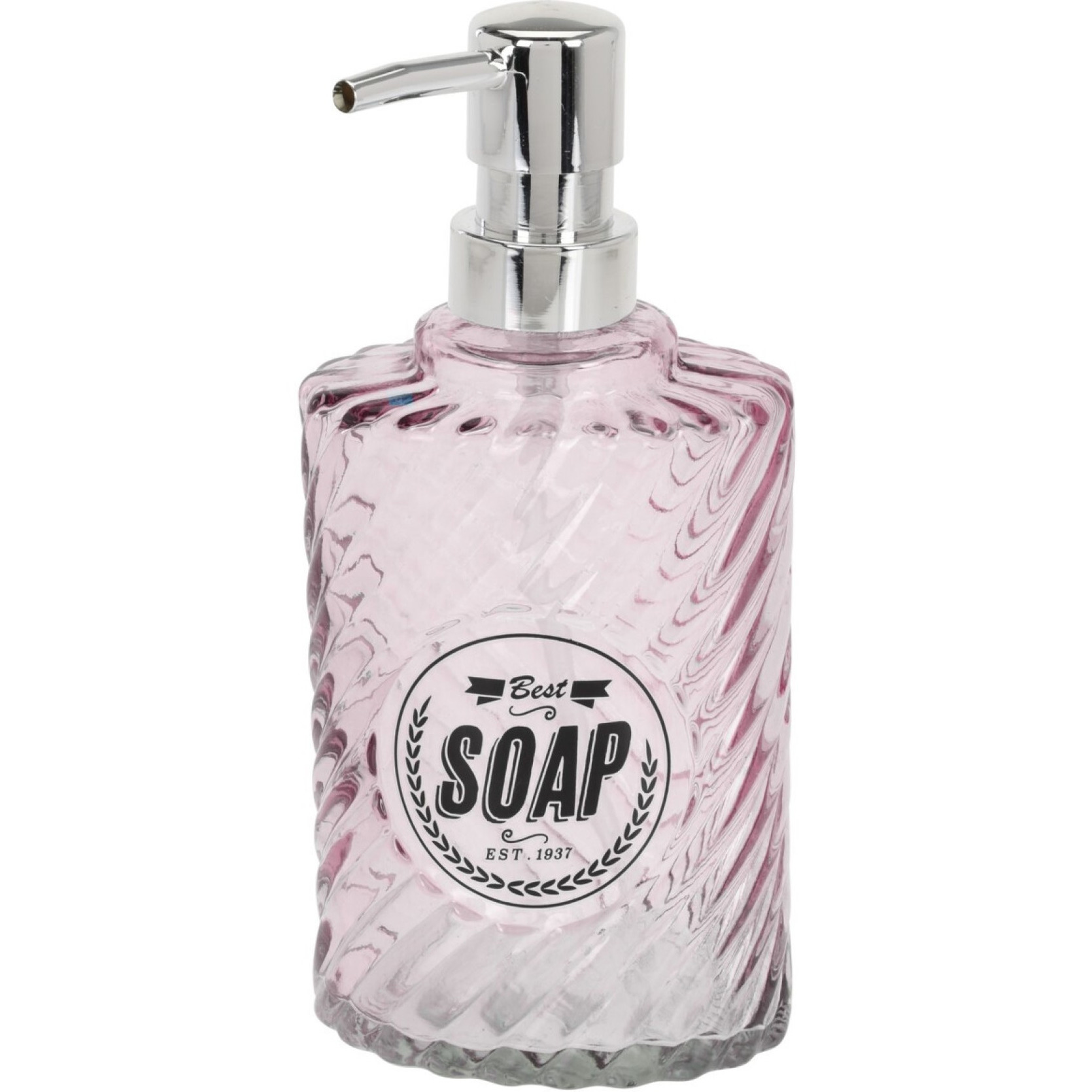 Zeeppompje/zeepdispenser roze van glas 300 ml -