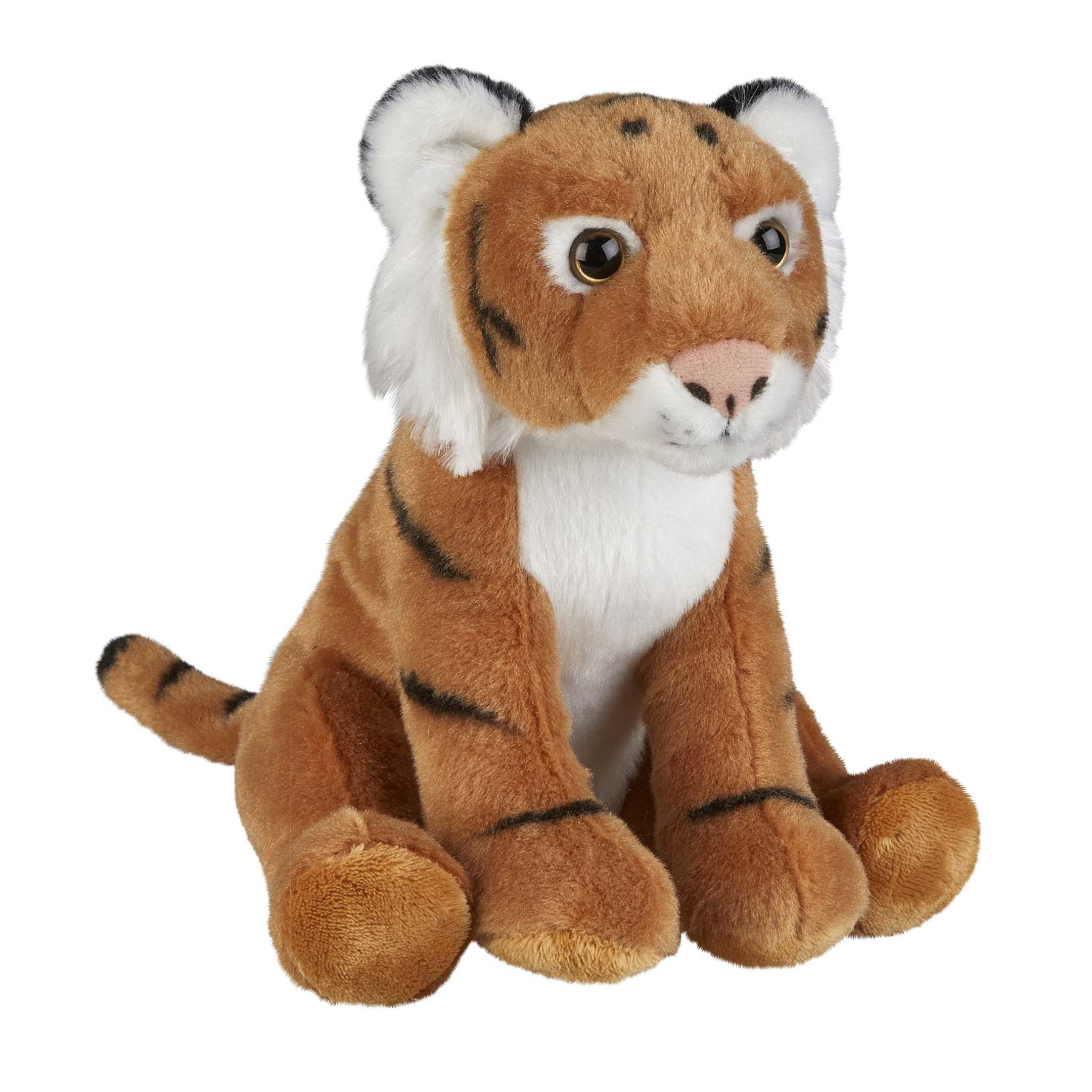 Pluche bruine tijger knuffel - 18 cm - Tijgers - wilde dieren knuffels -