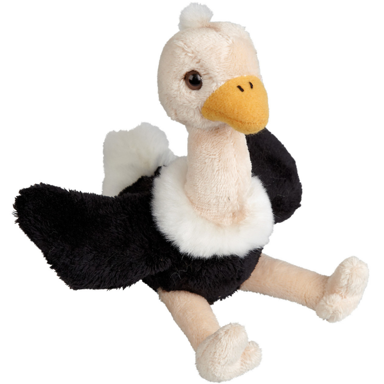 Pluche kleine knuffel Struisvogel - 15 cm - Speelgoed vogels - Leuk als dieren cadeau voor kinderen -