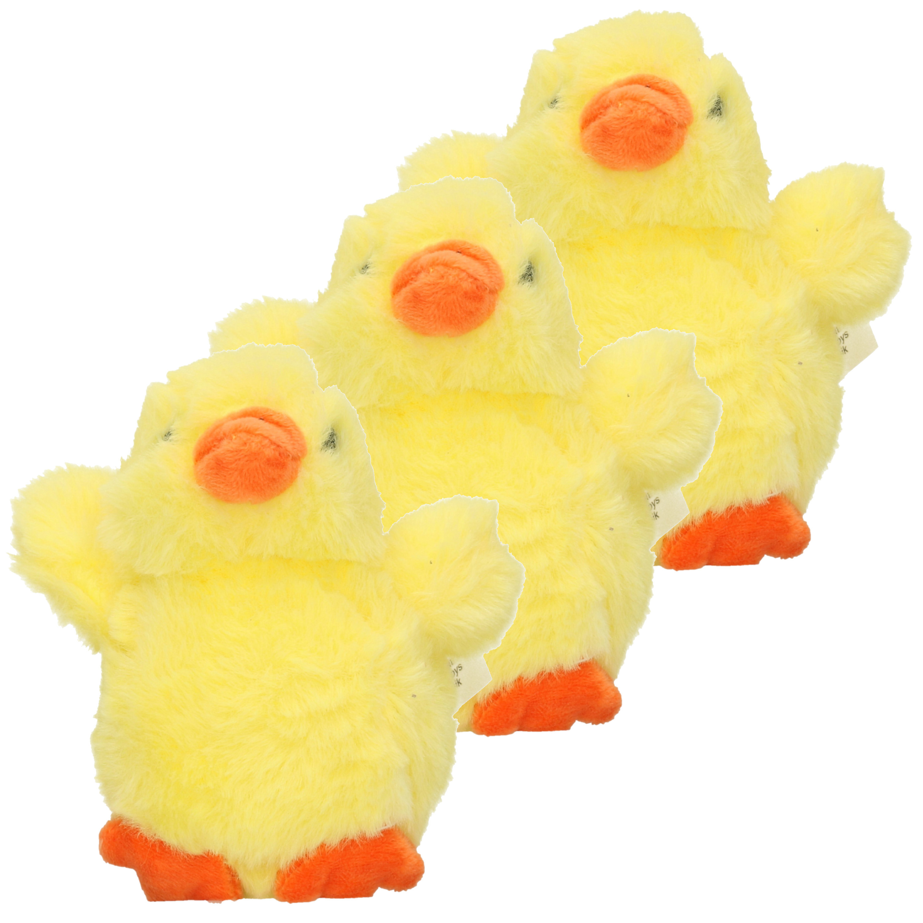 4x stuks pluche kuiken / kip knuffel geel 12 cm -