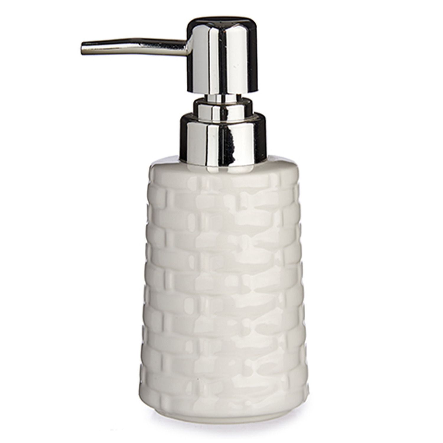 Zeeppompje/dispenser keramiek wit/zilver - 350 ml -