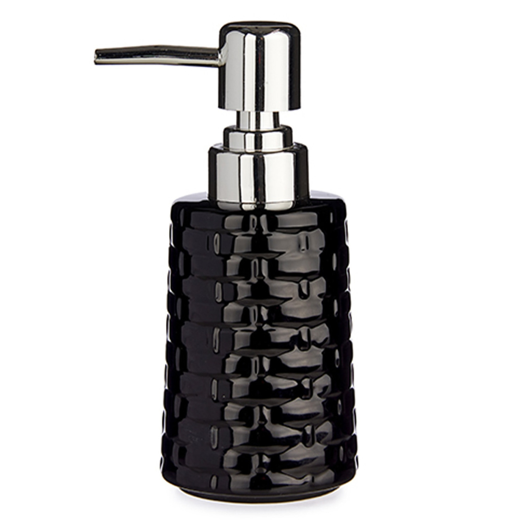 Zeeppompje/dispenser keramiek zwart/zilver - 350 ml -
