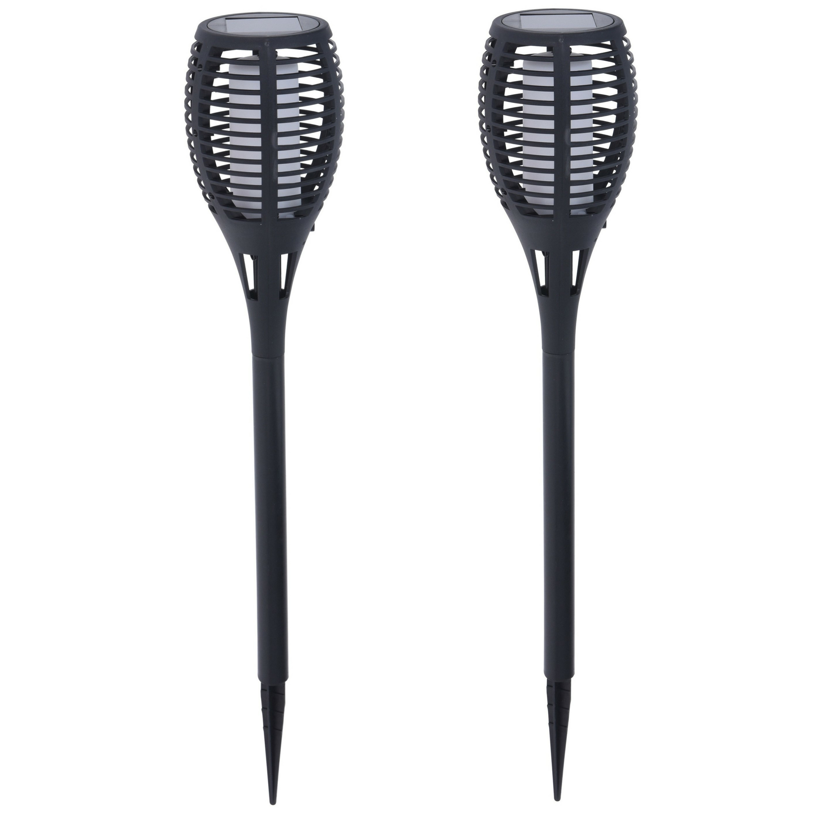 Set van 2x stuks tuinfakkels vlam effect op zonne-energie van 48 cm -