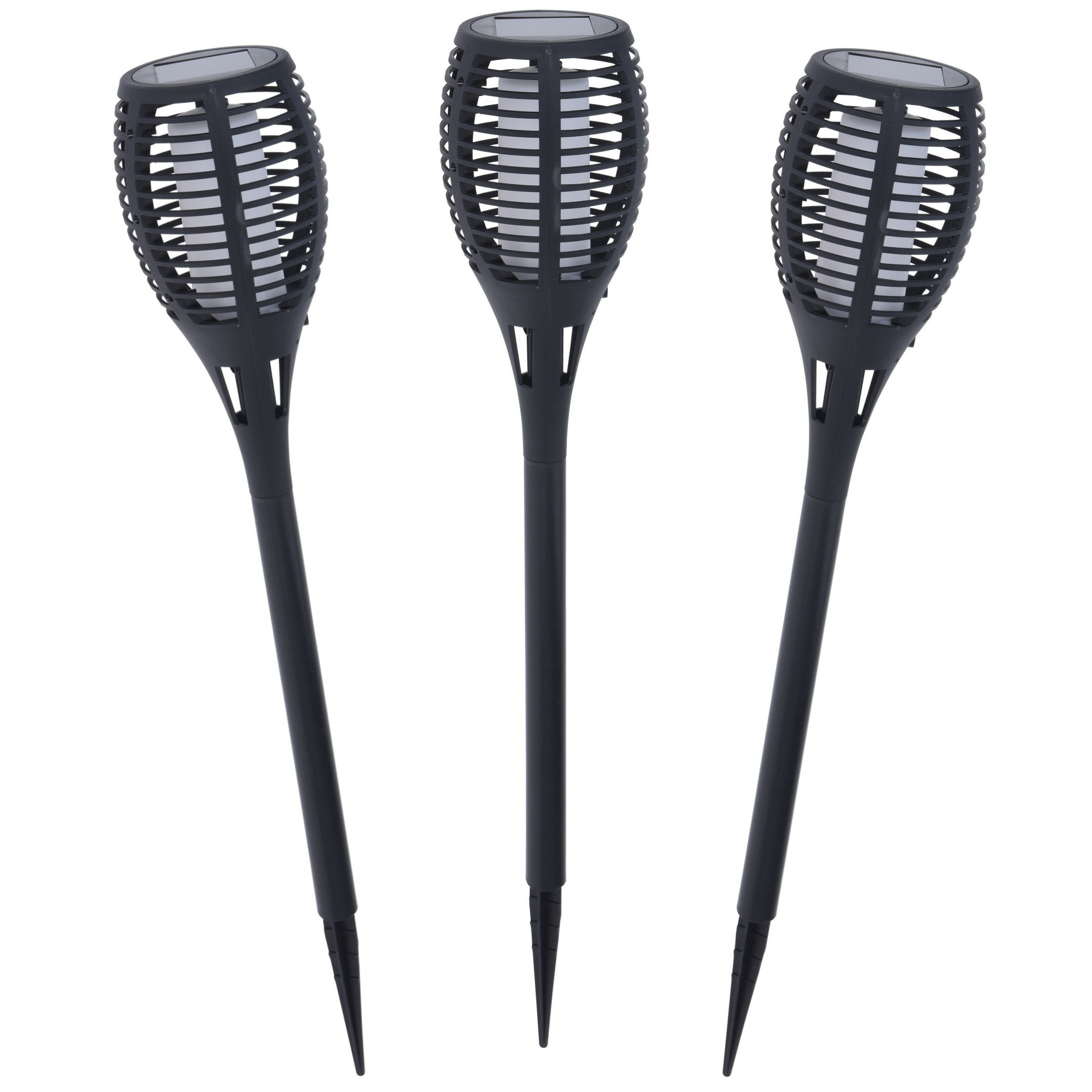 Set van 3x stuks tuinfakkels vlam effect op zonne-energie van 48 cm -