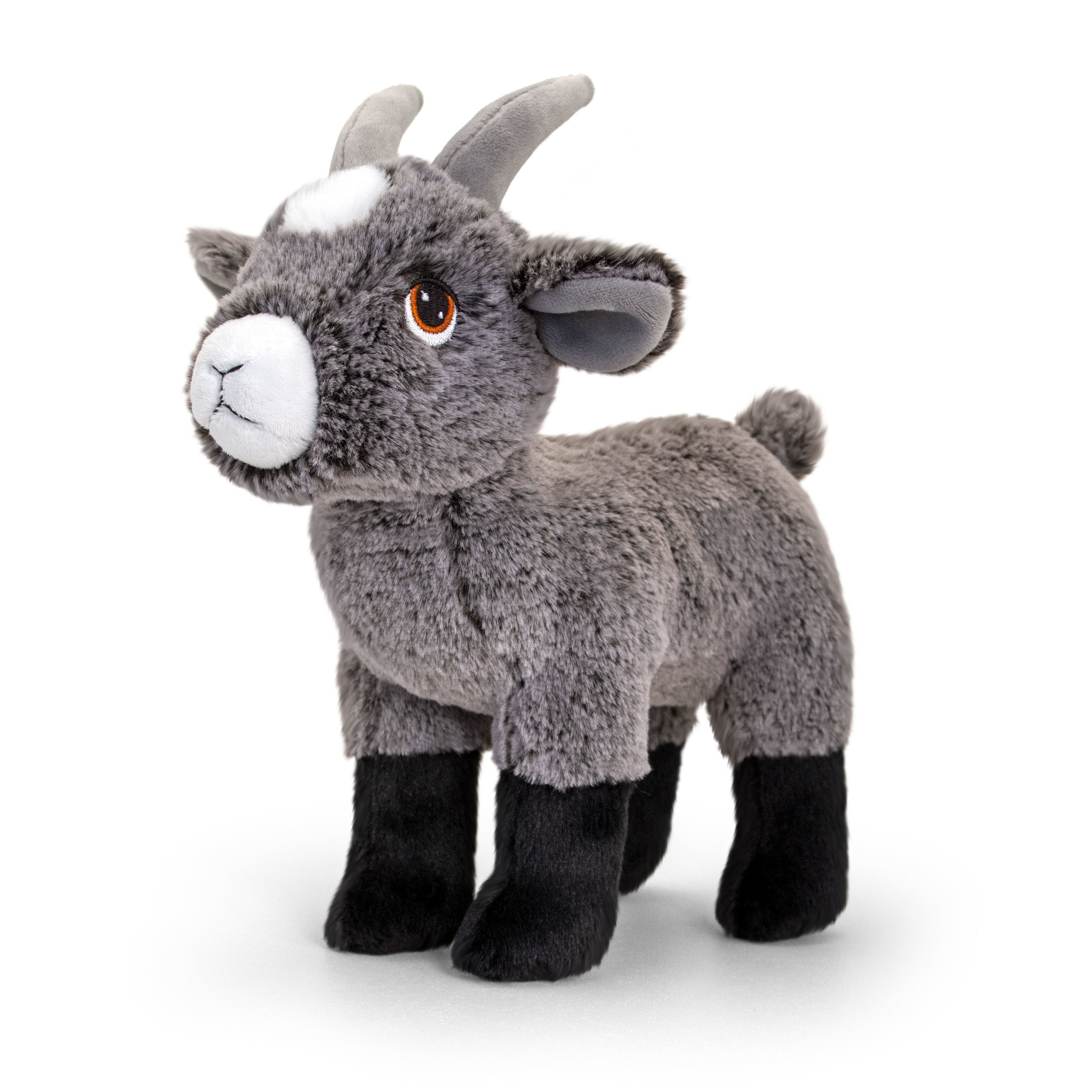 Pluche knuffel dier - geitje - grijs - 25 cm - Knuffelbeesten - Boerderij dieren -