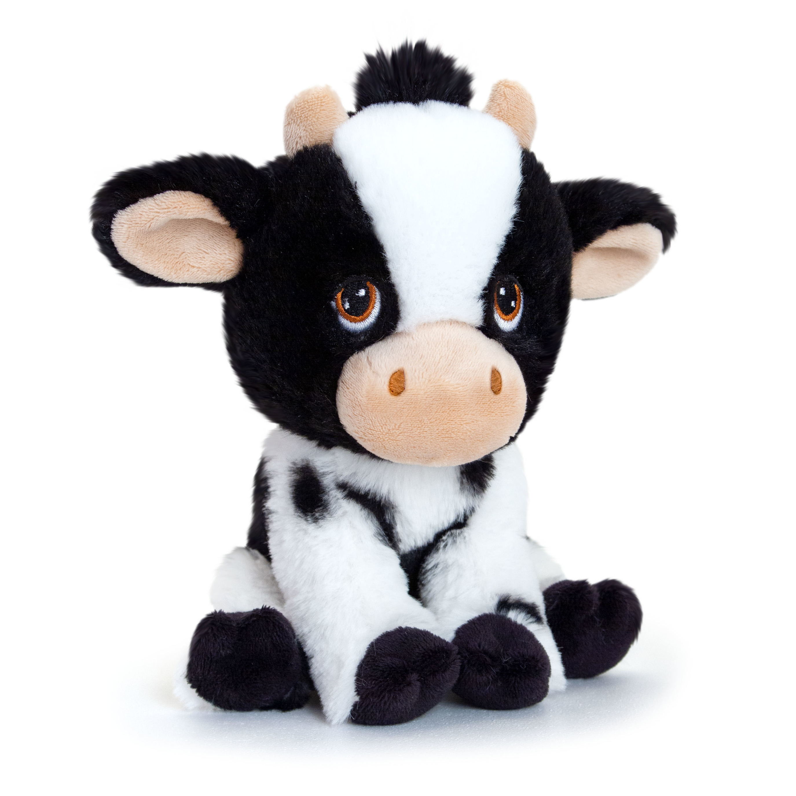 Pluche knuffel Koe - zwart/wit - 18 cm - knuffeldieren van de boerderij -