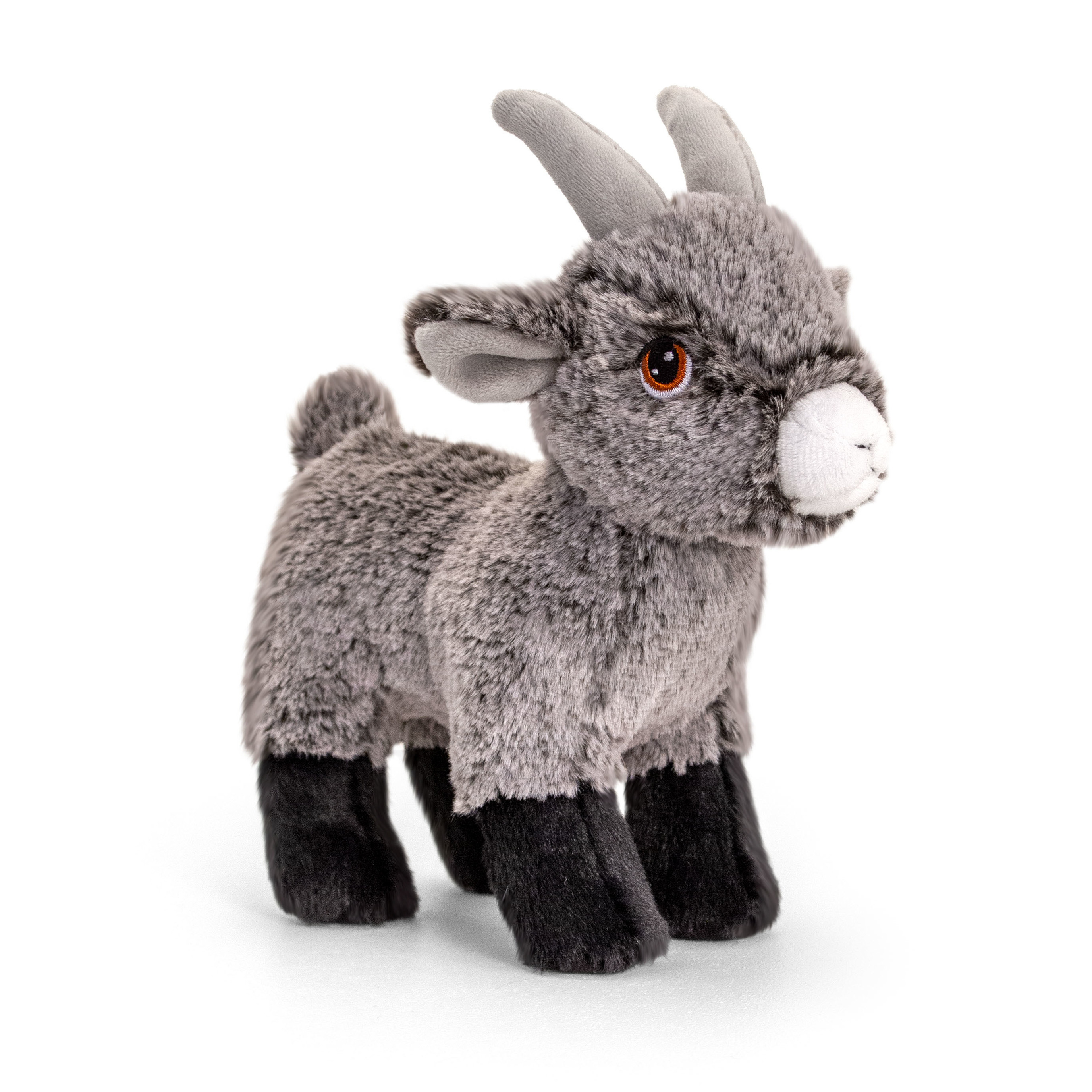 Pluche knuffel dier - geitje - grijs - 20 cm - Knuffelbeesten - Boerderij dieren -