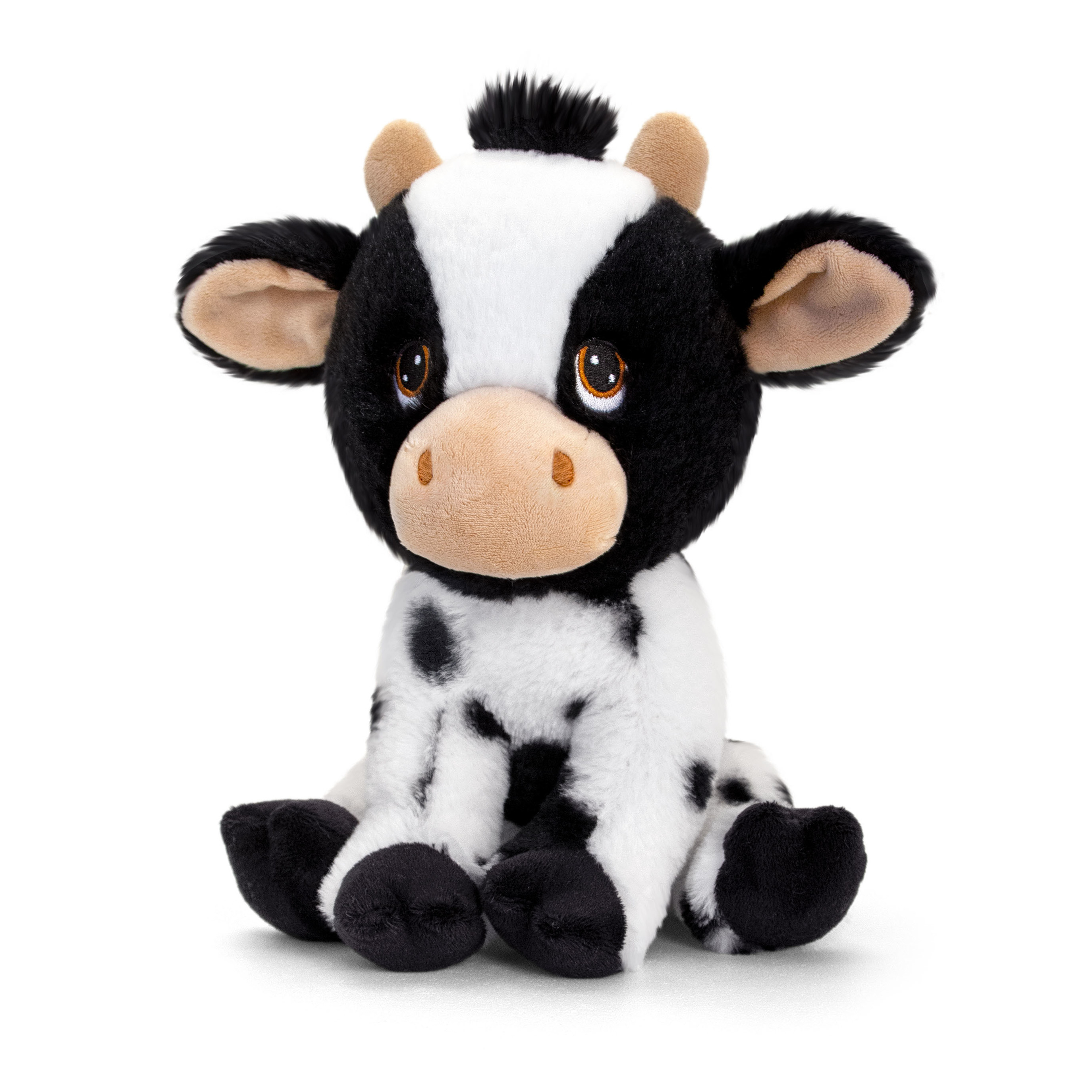 Pluche knuffel Koe - zwart/wit - 25 cm - knuffeldieren van de boerderij -