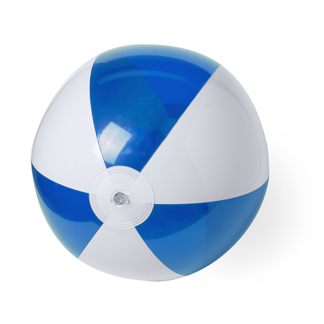 Opblaasbare strandbal plastic blauw/wit 28 cm -