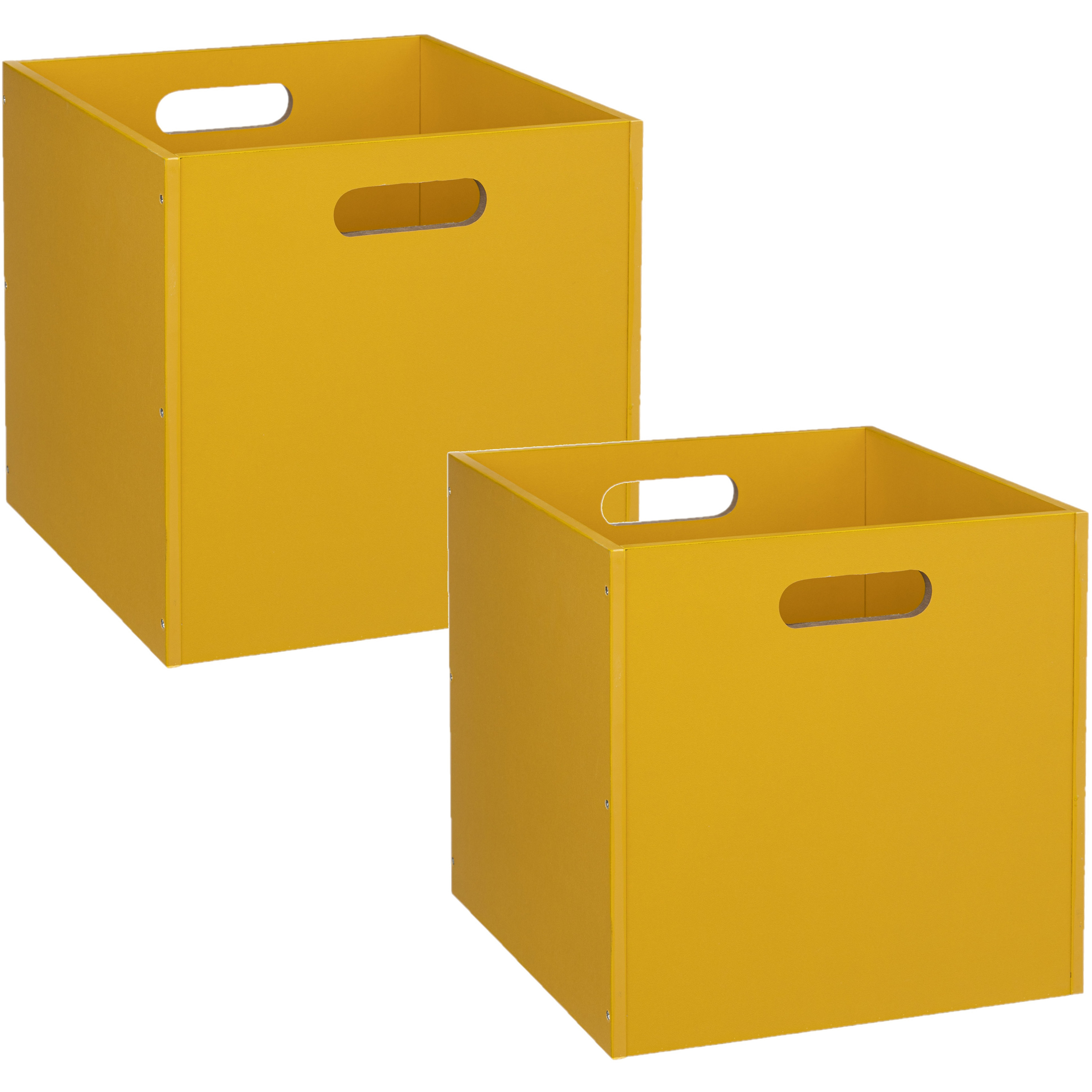 2x Stuks opbergmand/kastmand 29 liter geel van hout 31 x 31 x 31 cm -